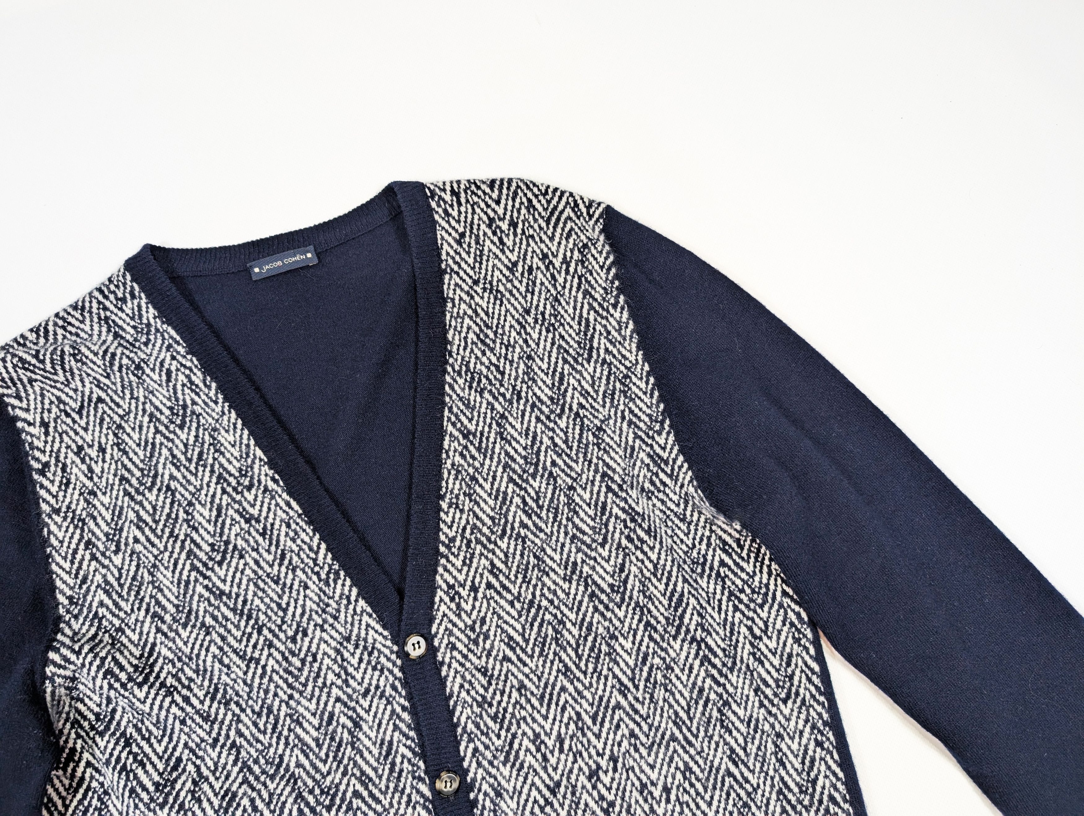 Jacob Cohen Jacob Cohen Blue Wool V-Neck Cardigan Size L Size US L / EU 52-54 / 3 - 2 Thumbnail