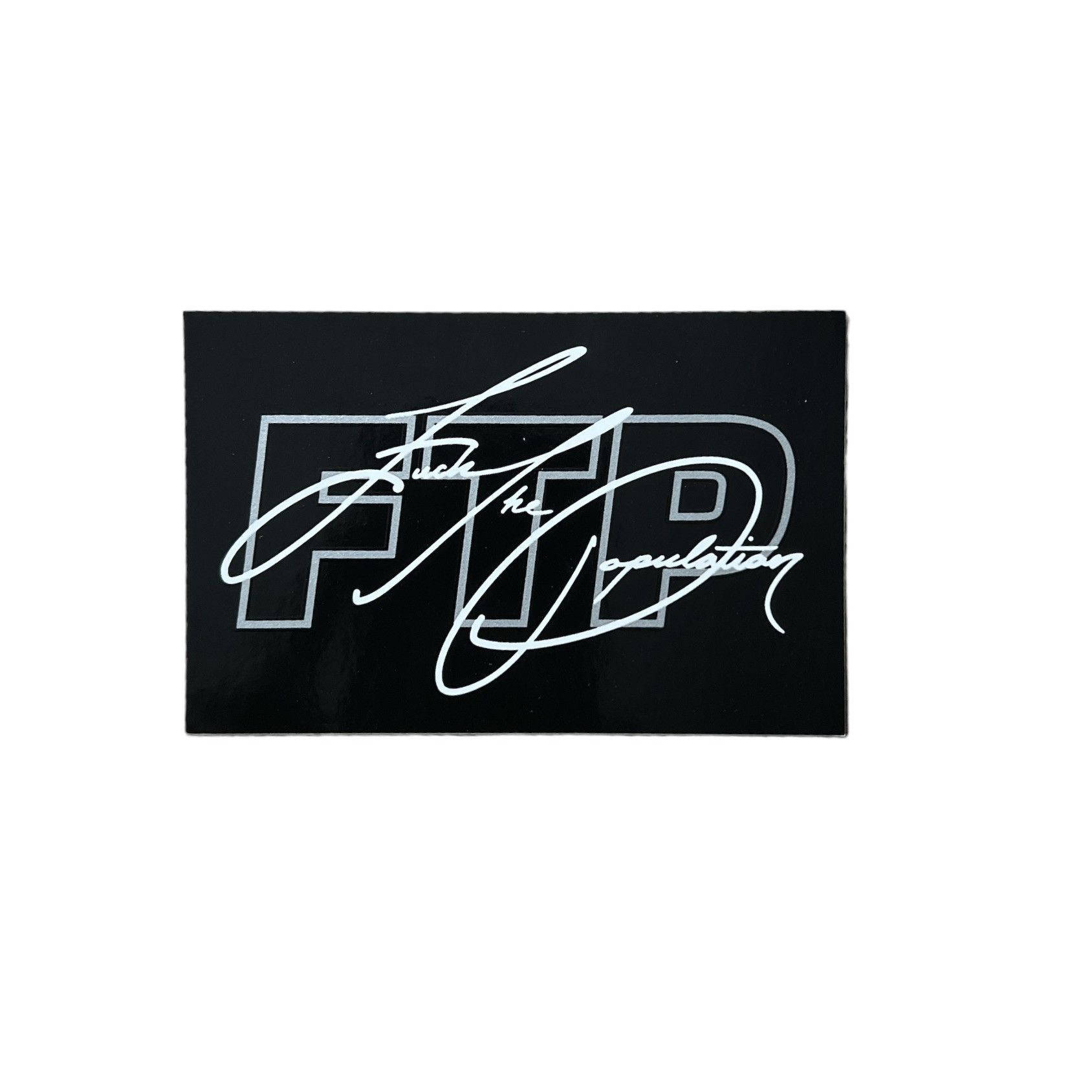Stickers FTP White Background White Letter Script Sticker | Grailed