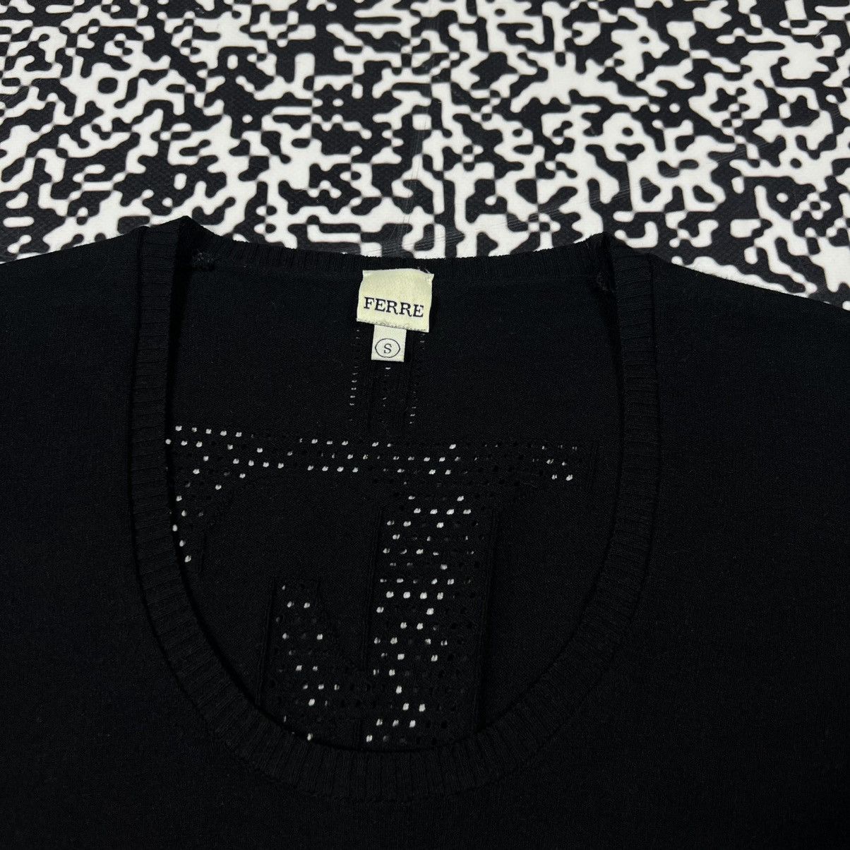 Ferre Vintage Y2K Ferre Gianfranco Luxury Big Logo Mesh Sweater Size S / US 4 / IT 40 - 8 Thumbnail