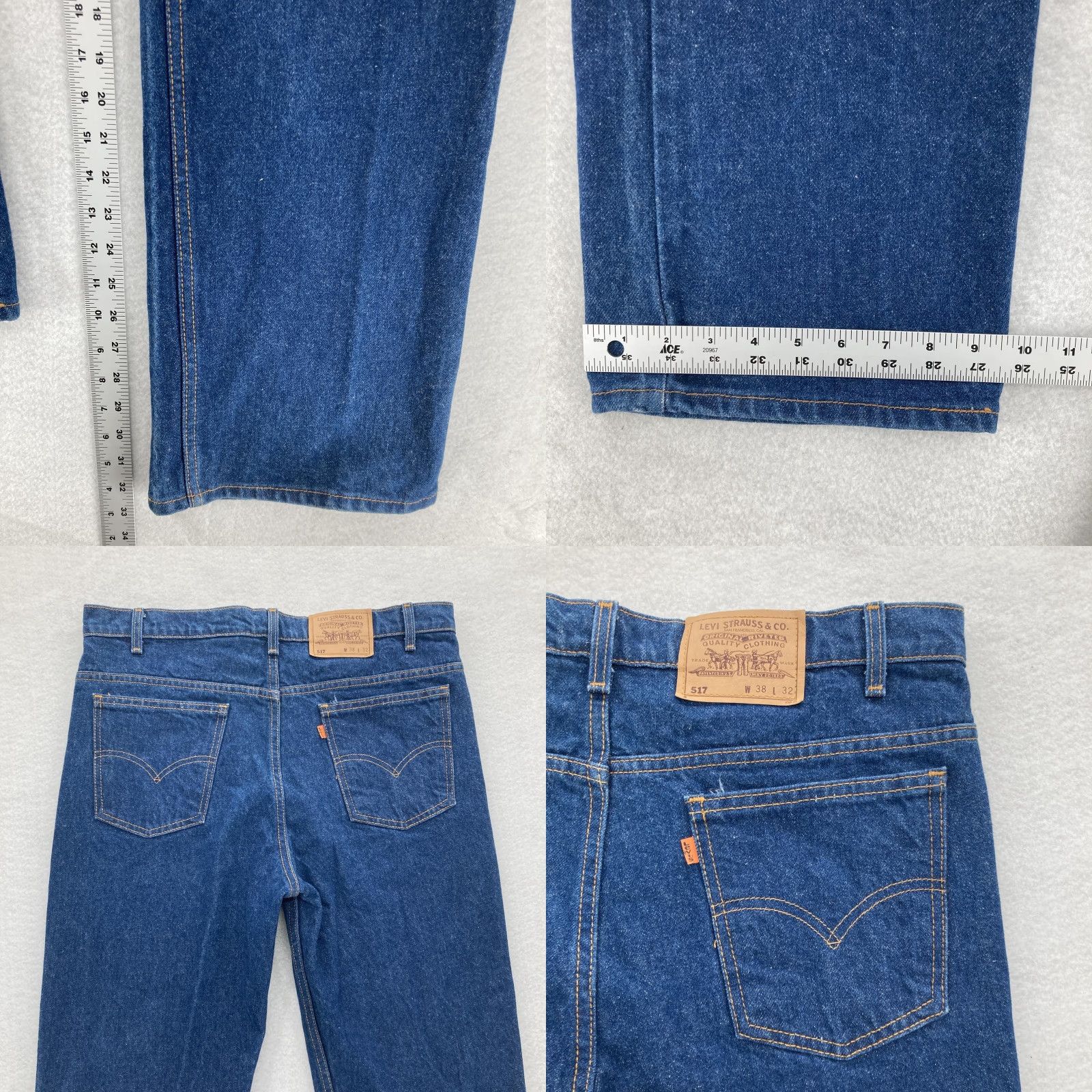 Levi's VINTAGE Levis 517 Jeans Mens 38x32 Blue Denim Bootcut Made in USA Orange Tab 90s Size US 38 / EU 54 - 8 Thumbnail