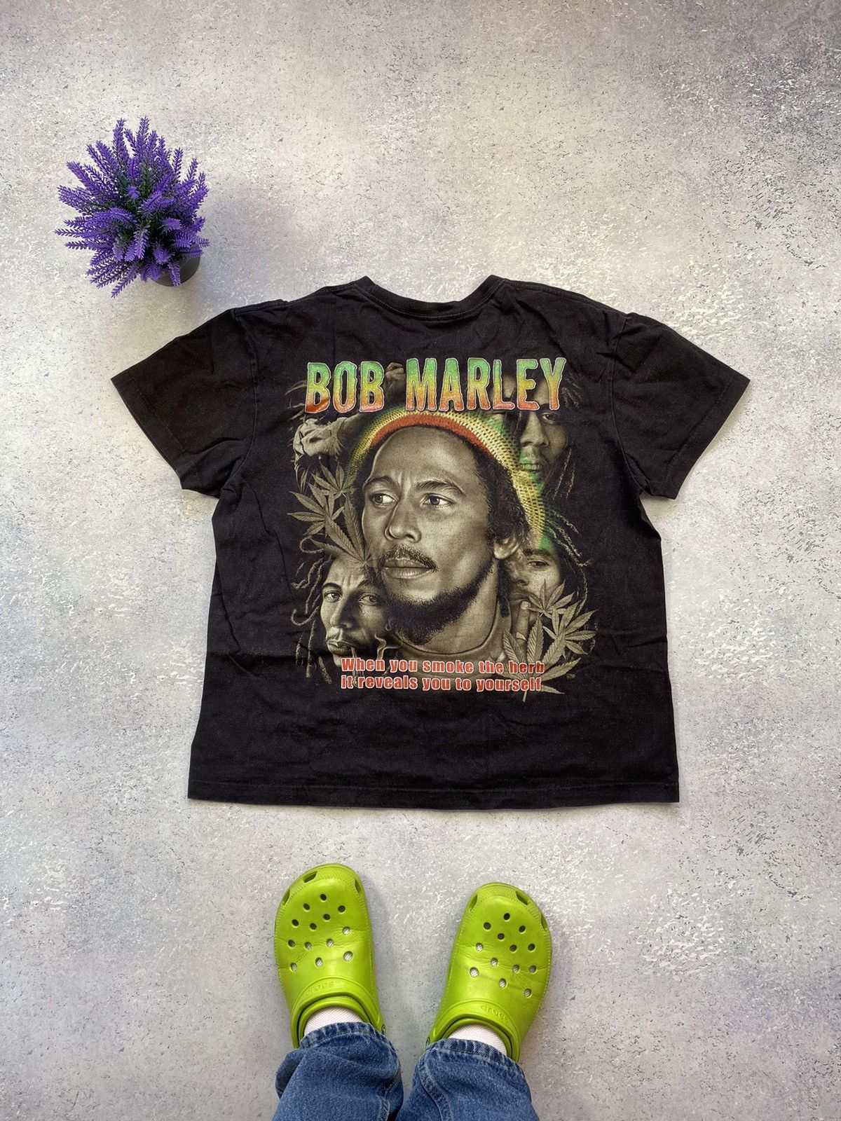 Bob Marley × Designer × Vintage Vintage Bob Marley Men’s Black T-shirt With Big Logo Medium Size US M / EU 48-50 / 2 - 5 Thumbnail