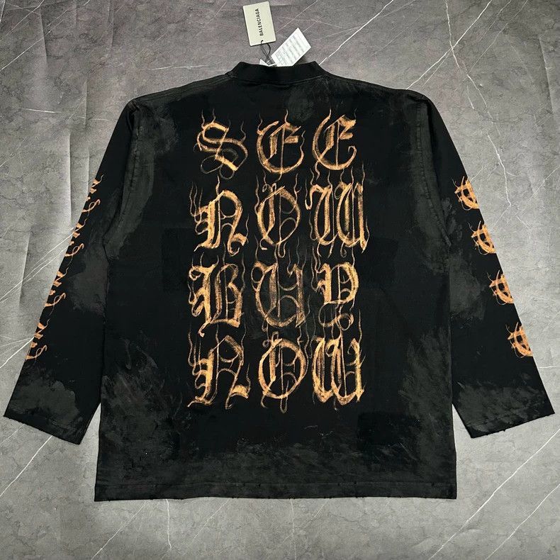 Balenciaga Balenciaga Flame Sanskrit Long Sleeve Shirt Size US M / EU 48-50 / 2 - 2 Thumbnail