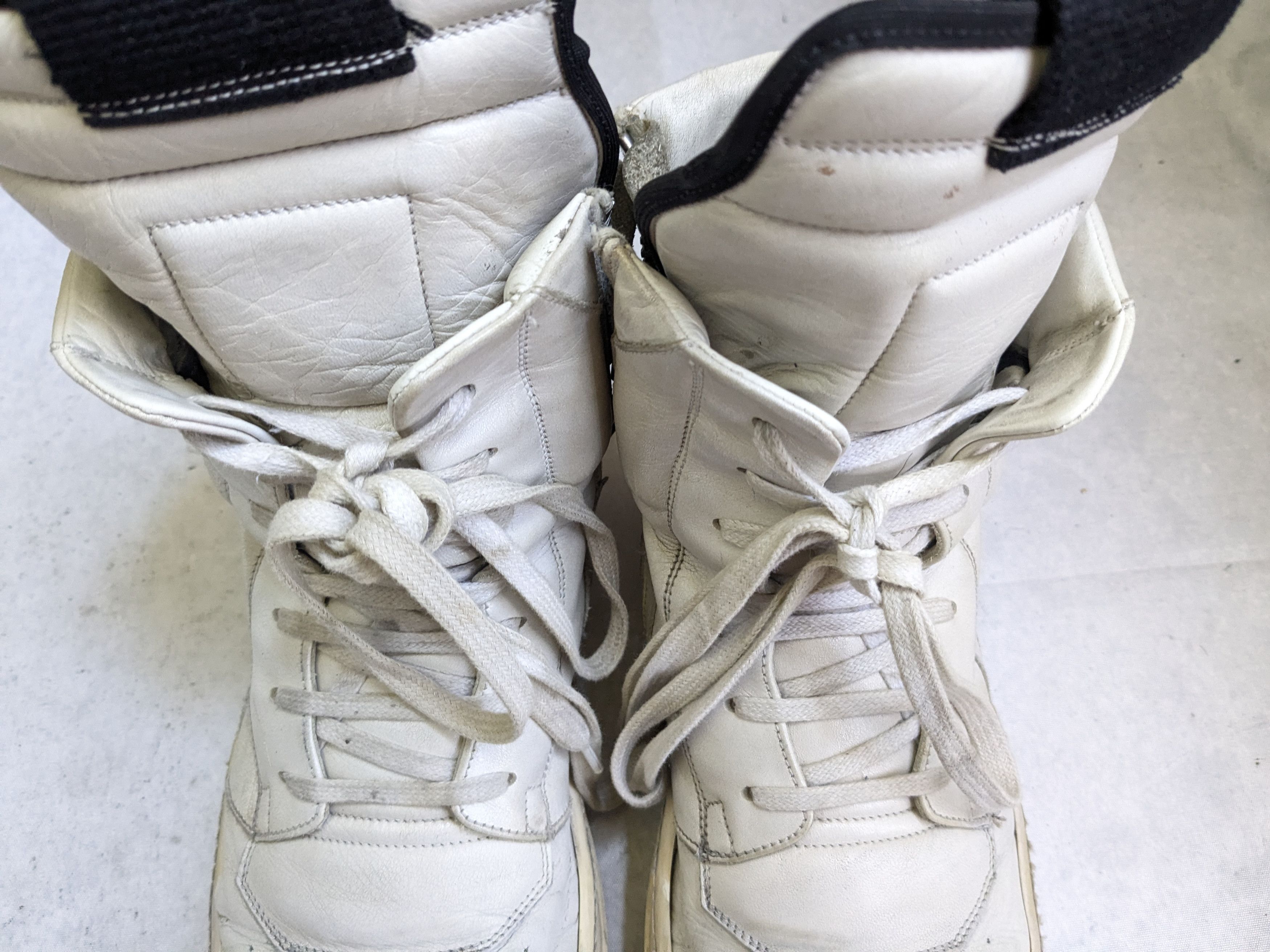 Rick Owens Rick Owens Geobaskets White 9 42 Leather High Tops Size US 9 / EU 42 - 3 Thumbnail