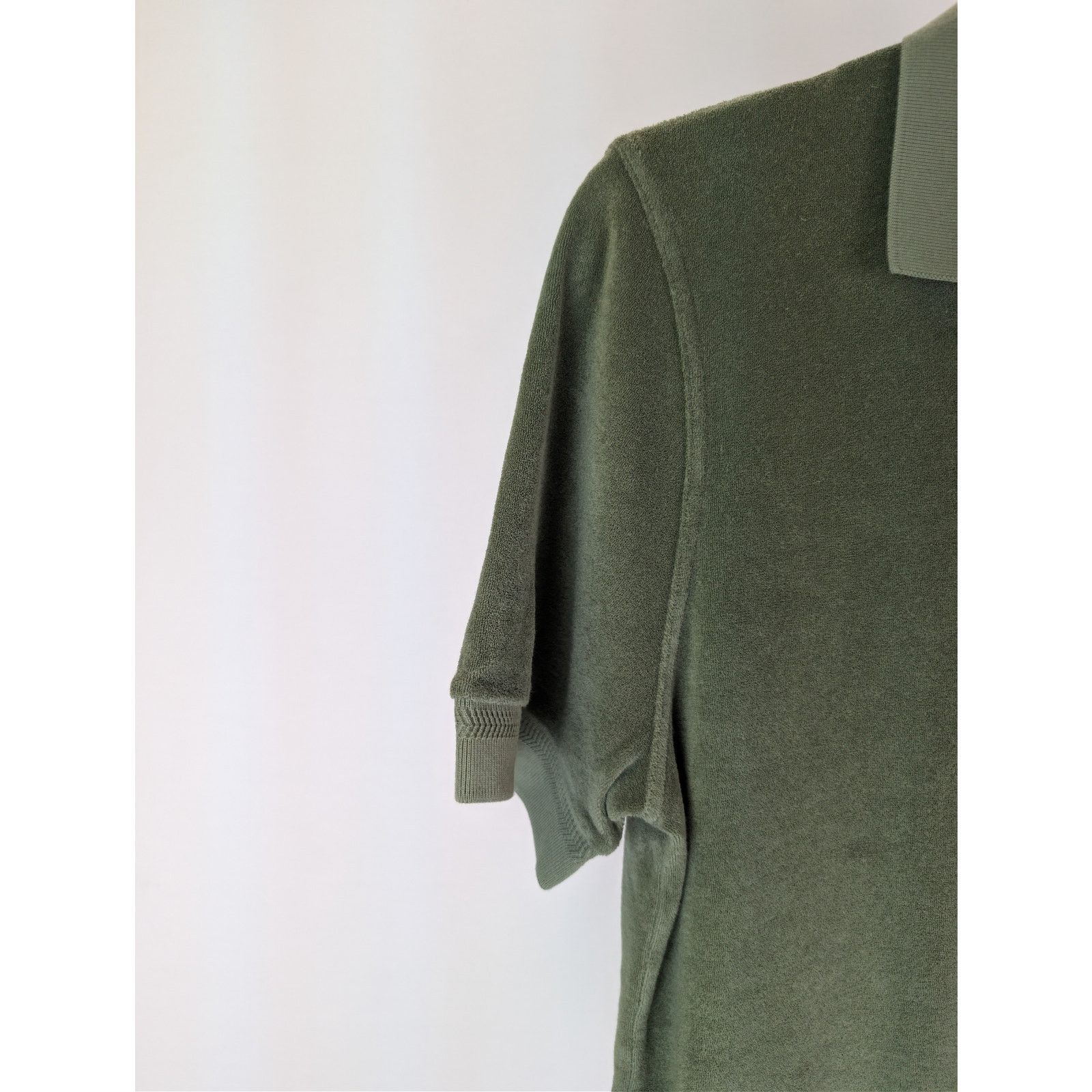 Tom Ford o1rshd1 CC20 cotton-blend terry polo shirt in olive green Size US S / EU 44-46 / 1 - 6 Thumbnail