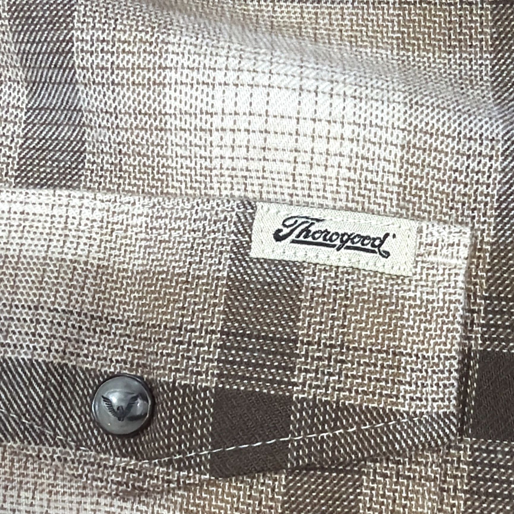 Thorogood Thorogood Brown Tan Wide Plaid Shirt Pearl Snap Mens M Western Flap Pockets Soft Size US M / EU 48-50 / 2 - 7 Thumbnail