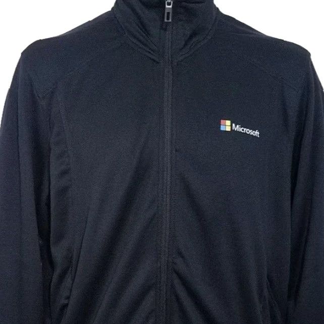 Vintage Microsoft Track Jacket Womens Size Large Black Full Zip Thumb Holes Shirt Size L / US 10 / IT 46 - 2 Thumbnail