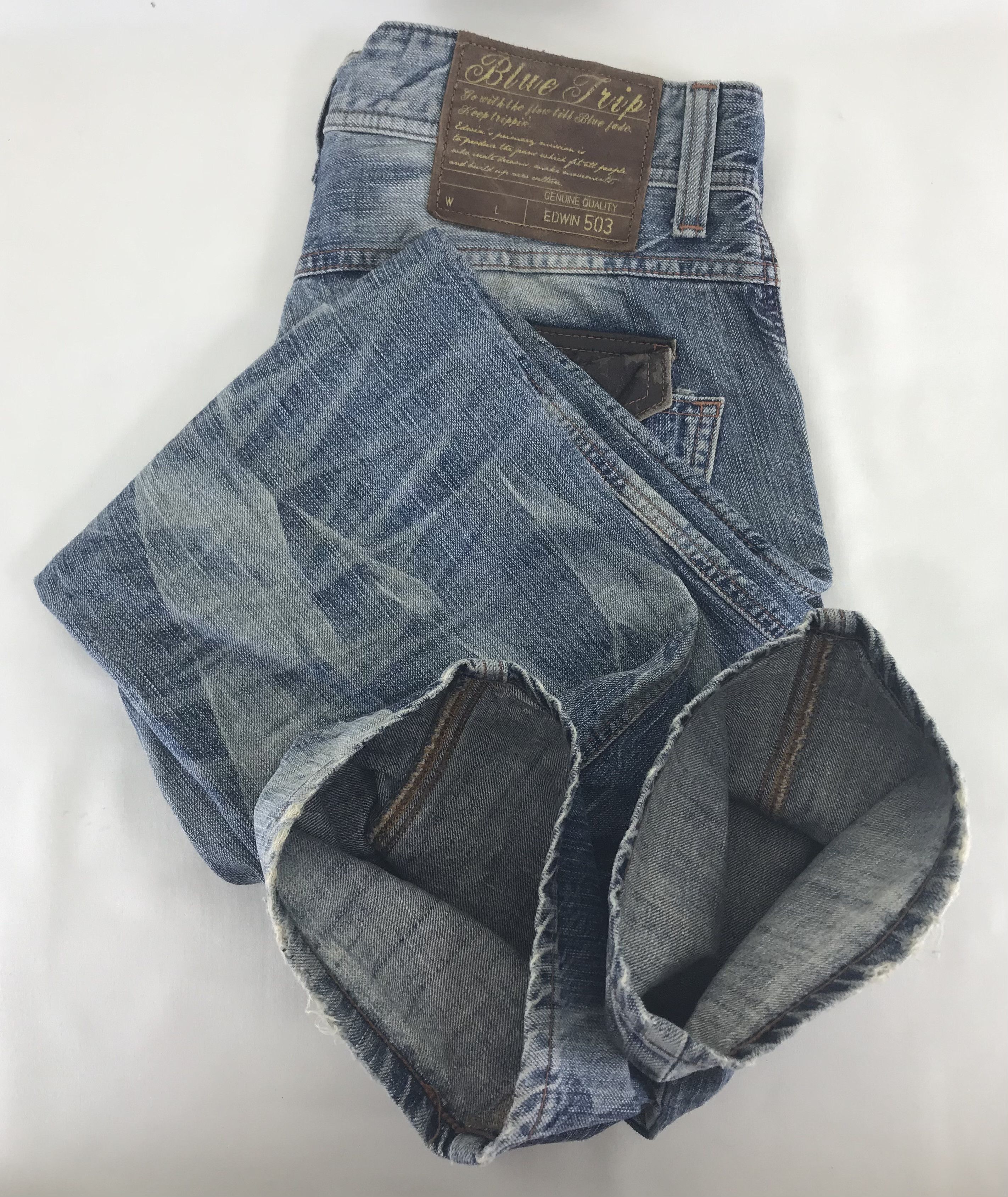 Edwin Vintage Edwin 503 Blue Bleach Flare Jeans Size US 32 / EU 48 - 12 Thumbnail