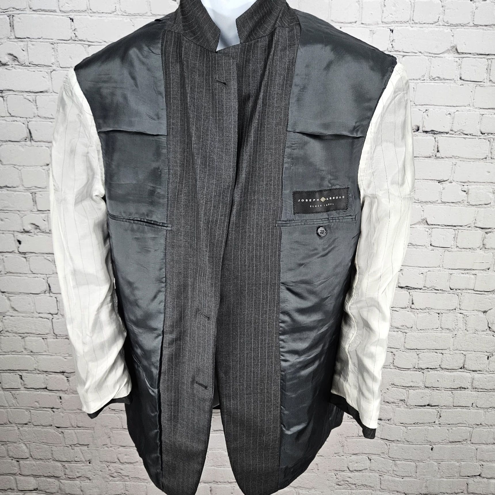 Joseph Abboud Joseph Abboud Black Label Grey 100% Wool 2 Button Blazer USA 40R Size 40R - 7 Thumbnail