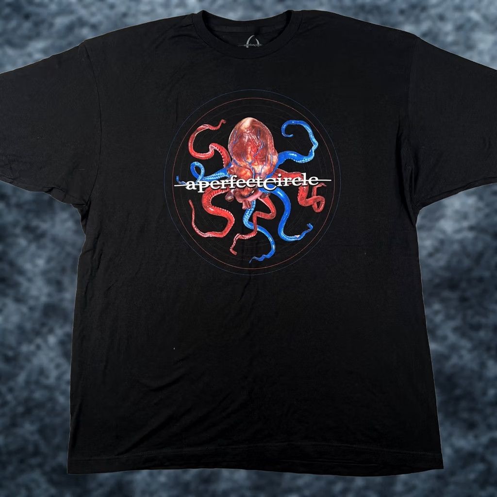 Vintage A Perfect Circle Shirt Mens 2XL Black Eat the Elephant Tour Octoheart Metal Concert T-Shirt Size US XXL / EU 58 / 5 - 1 Thumbnail