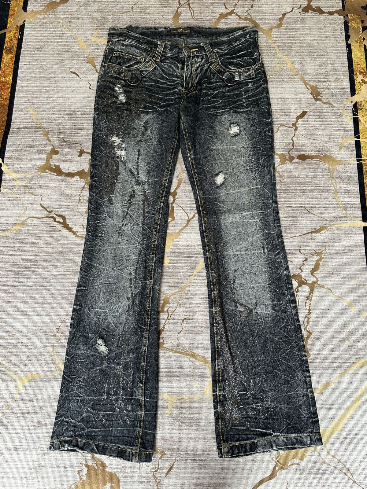 Tornado Mart FLARE Lowbox Premium Distressed Claw Marks Design Denim Size US 32 / EU 48 - 2 Thumbnail