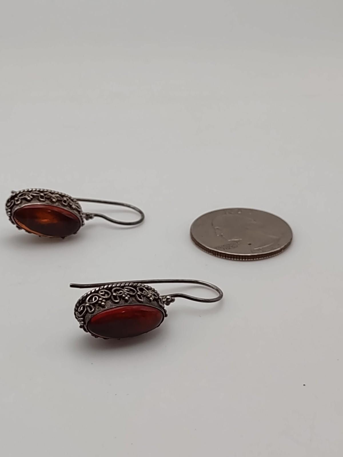 The Unbranded Brand 925 Israel Carnelian Filigree Drop Earrings Sterling Size ONE SIZE - 3 Thumbnail