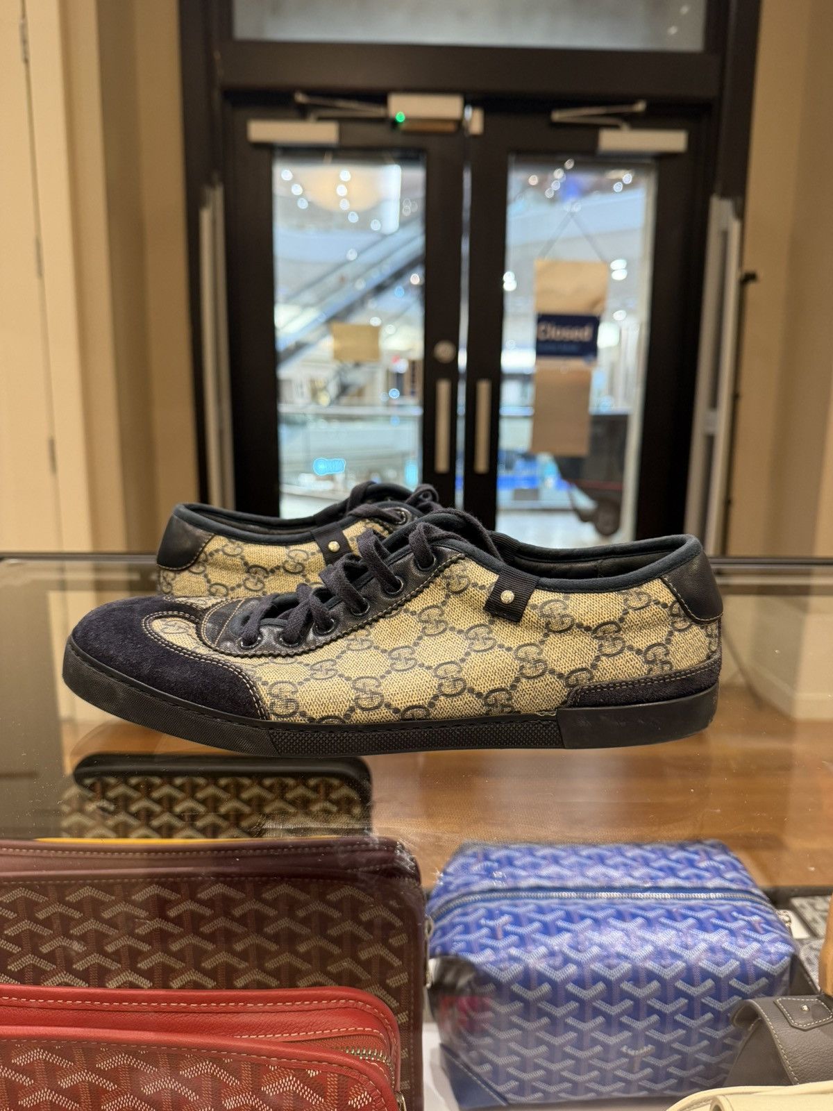 Gucci Gucci Suede GG Supreme Canvas Sneaker Blue Size US 7.5 / EU 40-41 - 2 Thumbnail