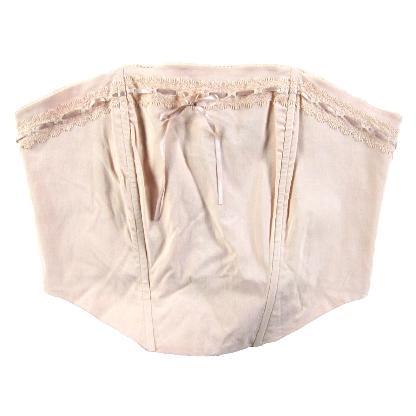 Pinko VINTAGE Beverly And Beck Soft Pale Pink Satin Lace Strapless Bustier Top Woman Medium Size M / US 6-8 / IT 42-44 - 2 Thumbnail