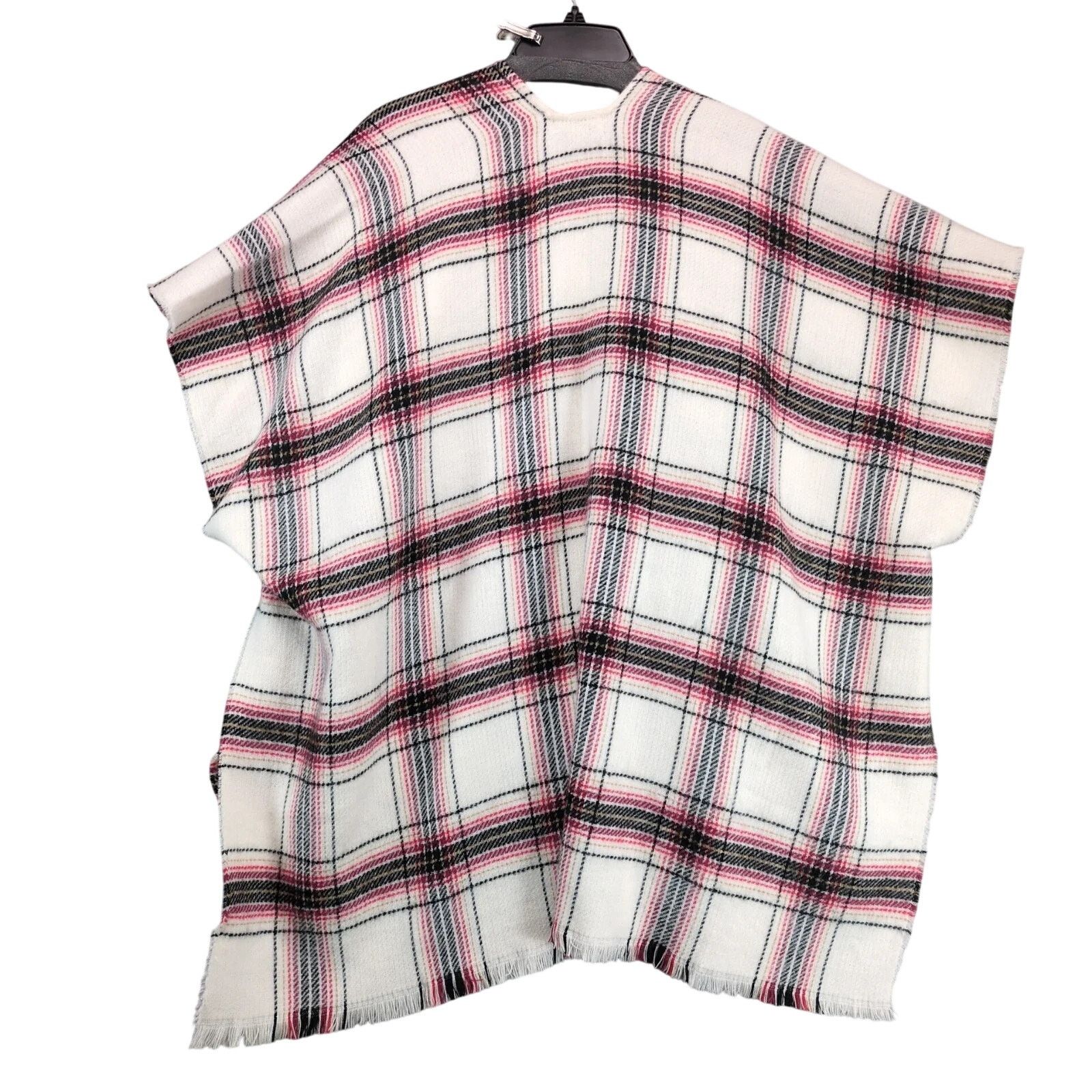 Loft Loft Soft Knit Plaid Poncho Cape Sweater Women's M/L Fringe Size L / US 10 / IT 46 - 2 Thumbnail
