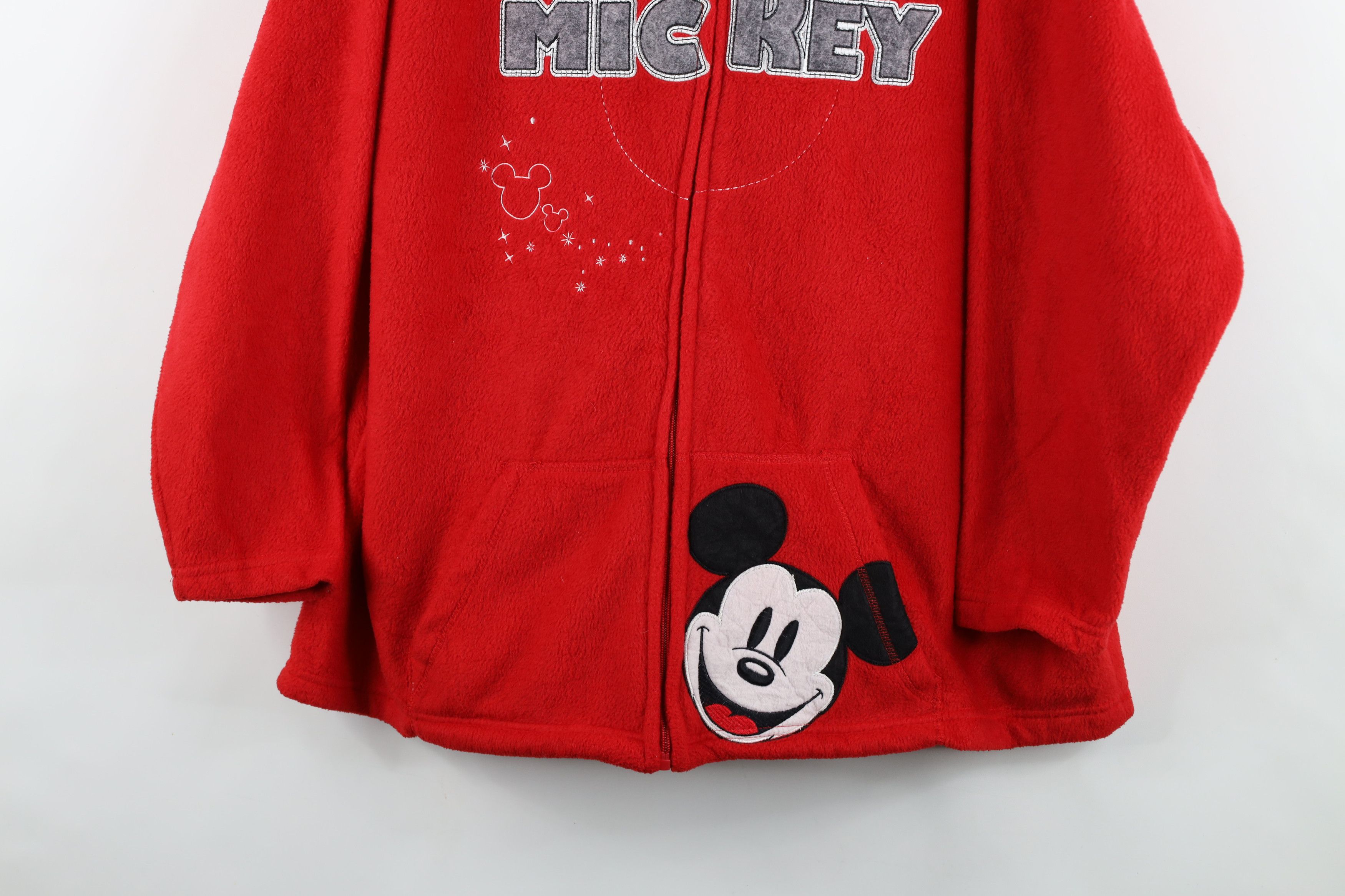 Disney Vintage Y2K Disney Mickey Mouse Full Zip Fleece Hoodie Red Size 3XL / US 20-22 - 3 Thumbnail
