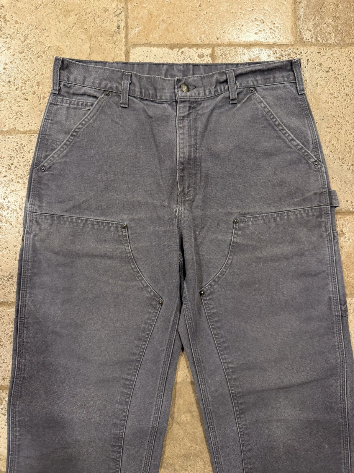 Carhartt Vintage Carhartt Carpenter Double Knees Distress Grey Pants Size US 33 - 3 Thumbnail