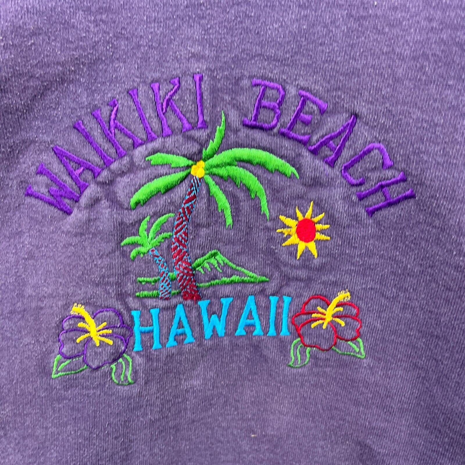 Vintage Vintage 90s Hawaii Waikiki Beach Faded Purple Sweatshirt XL Size US XL / EU 56 / 4 - 4 Thumbnail