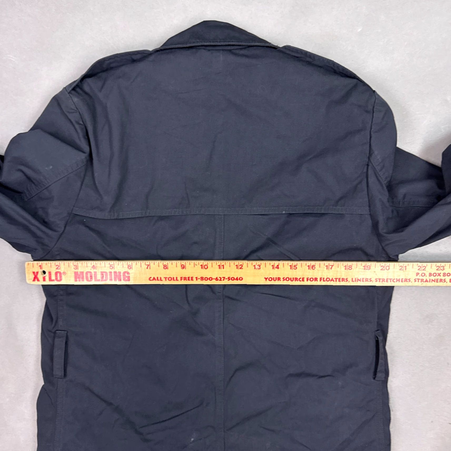 Vintage VINTAGE Centre Coat 34 Short Blue All Weather Trench Coat Jacket Mens 90s 41 in Chest Pockets Split Collar Solid Pattern Long Regular Size US 34 / EU 50 - 7 Thumbnail
