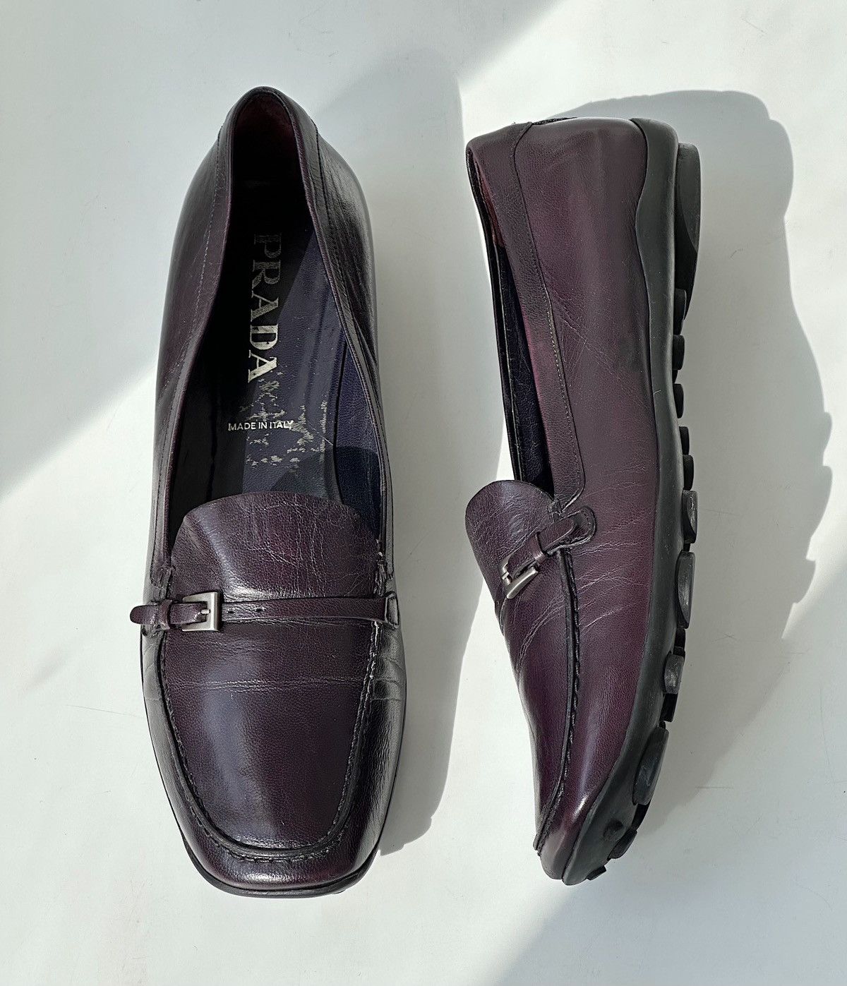 PRADA Bubble Sole Purple Leather Loafers 2000s Vintage shoes