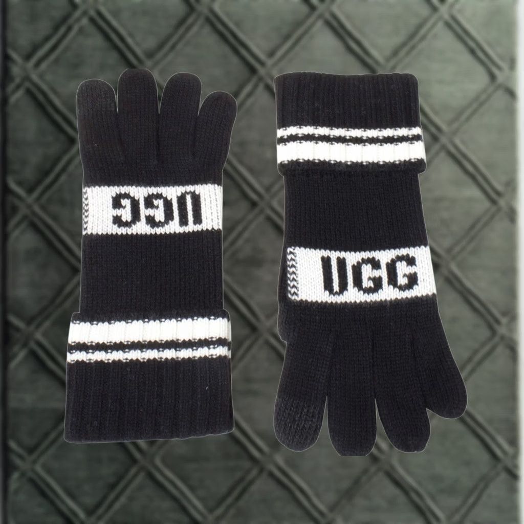 Ugg Ugg Women's Knit Gloves Graphic Logo With Touch Black One Size 20169 Size ONE SIZE - 1 Thumbnail