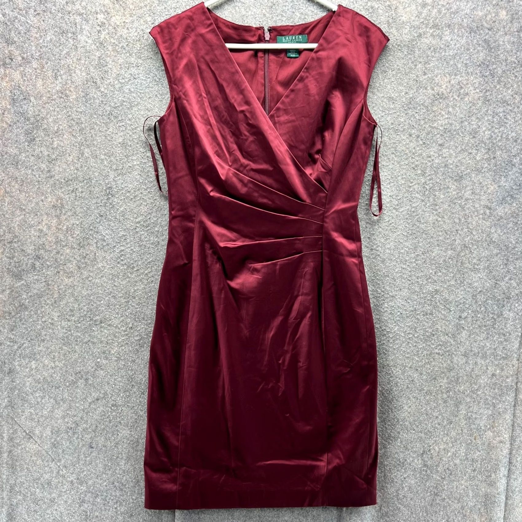 Ralph Lauren Lauren Ralph Lauren Dress Women 6 Red Wine Satin Pencil Shift Cocktail Party Size M / US 6-8 / IT 42-44 - 2 Thumbnail