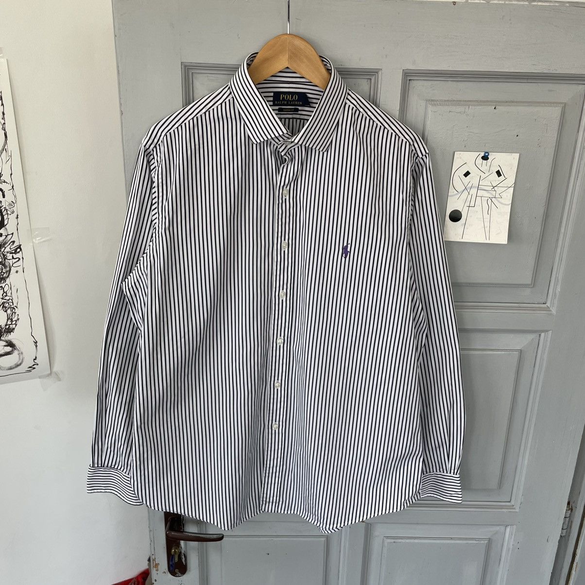 Polo Ralph Lauren Vintage Polo Ralph Lauren Striped Shirt purple logo Size US L / EU 52-54 / 3 - 4 Thumbnail