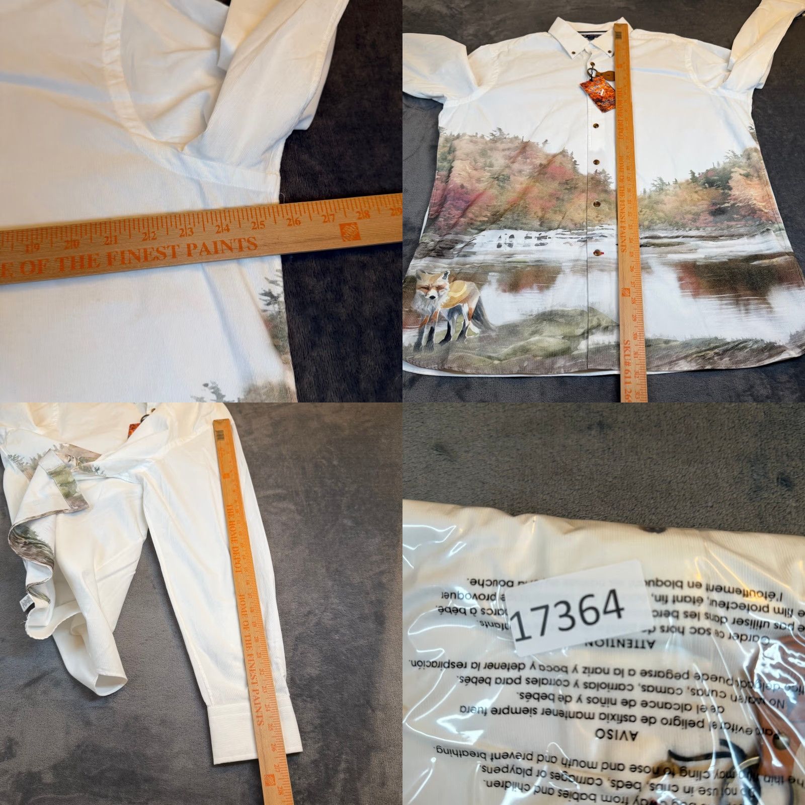 Cremieux Cremieux Down East Mens XL White Landscape Fox Graphic Button-Down Shirt NWT Size US XL / EU 56 / 4 - 8 Thumbnail
