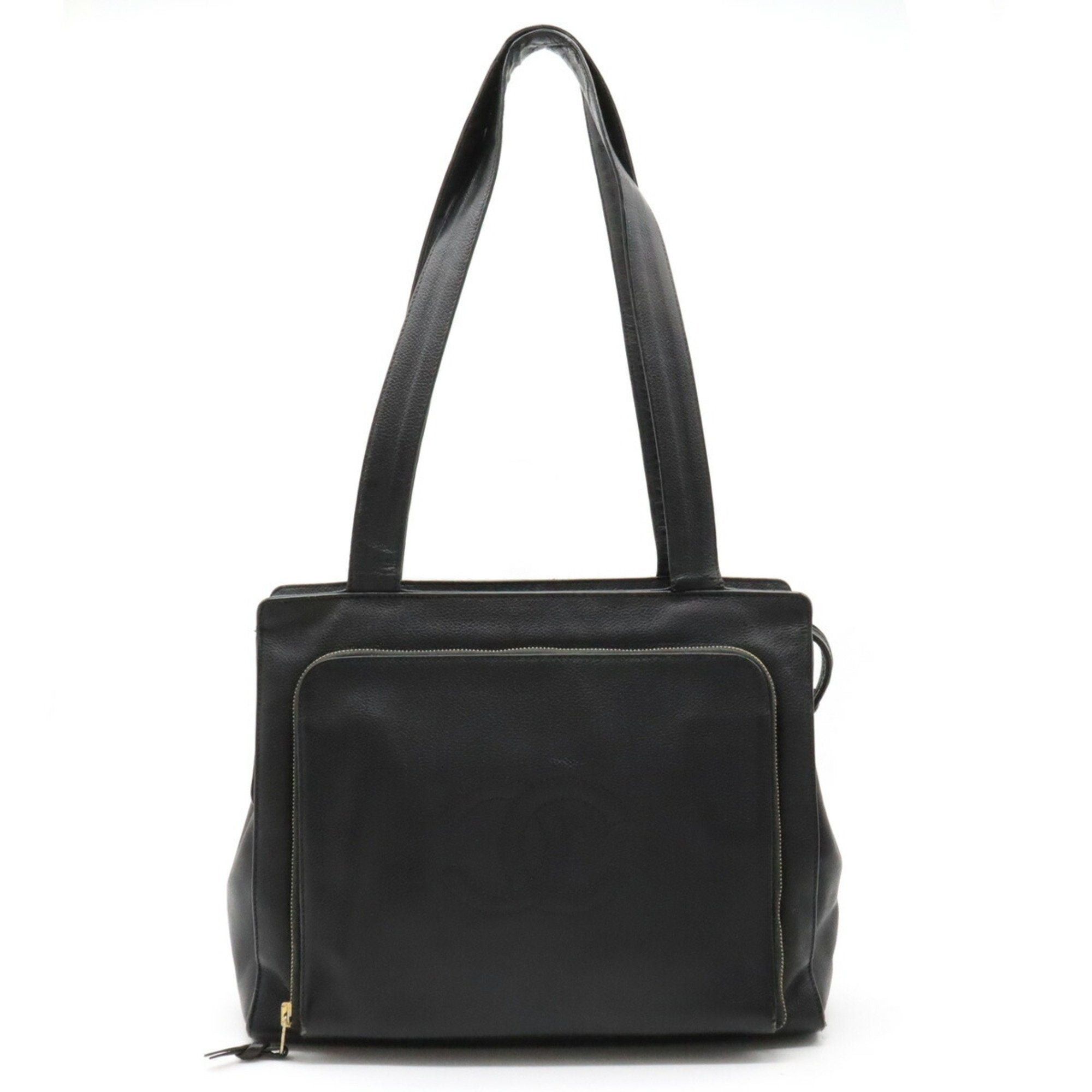 image of Chanel Cocomark Tote Bag Shoulder Caviar Skin Leather Black, Women's