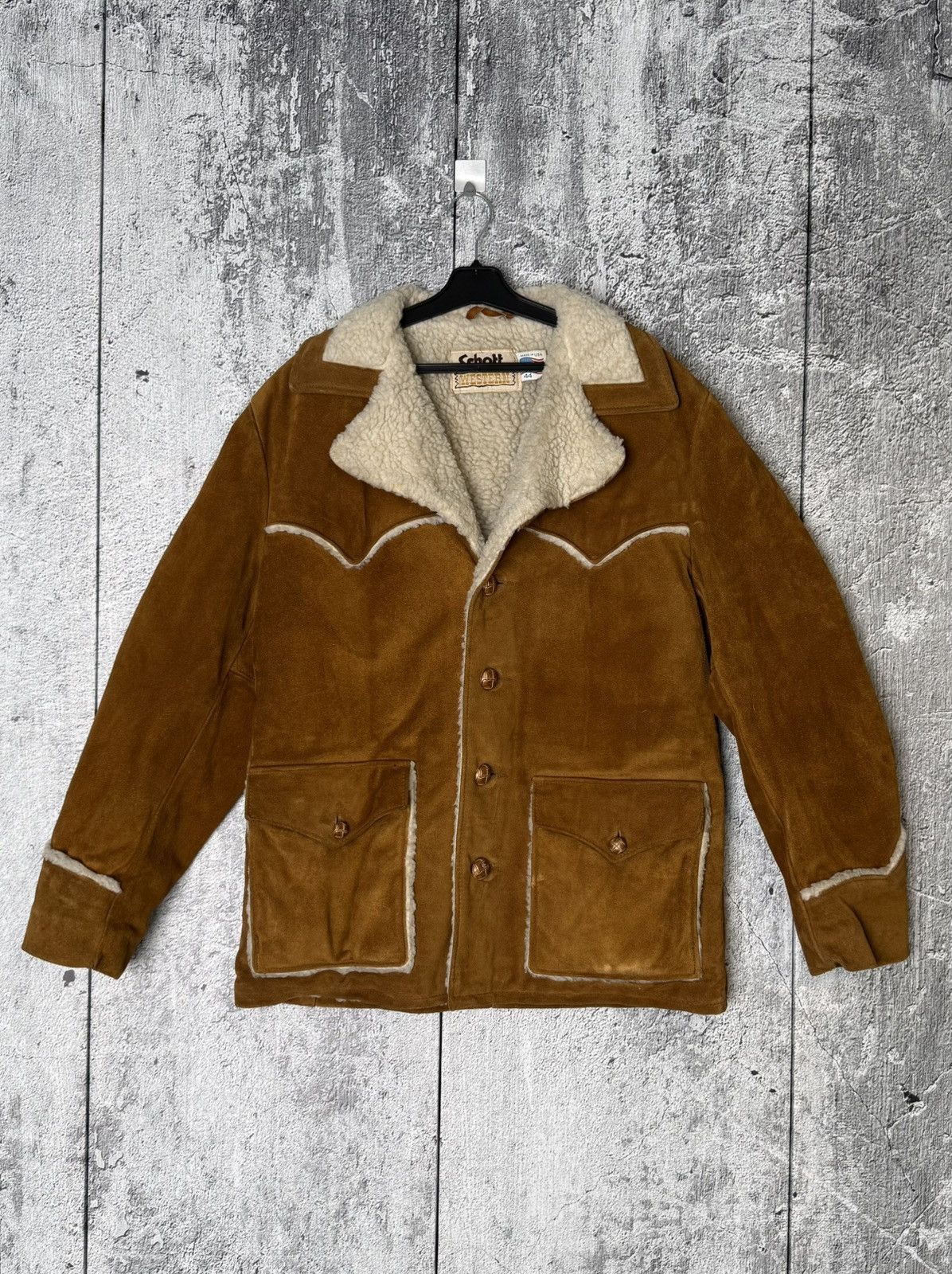 Schott Vintage Schott NYC Western Shearling Suede Leather Jacket Size US L / EU 52-54 / 3 - 2 Thumbnail