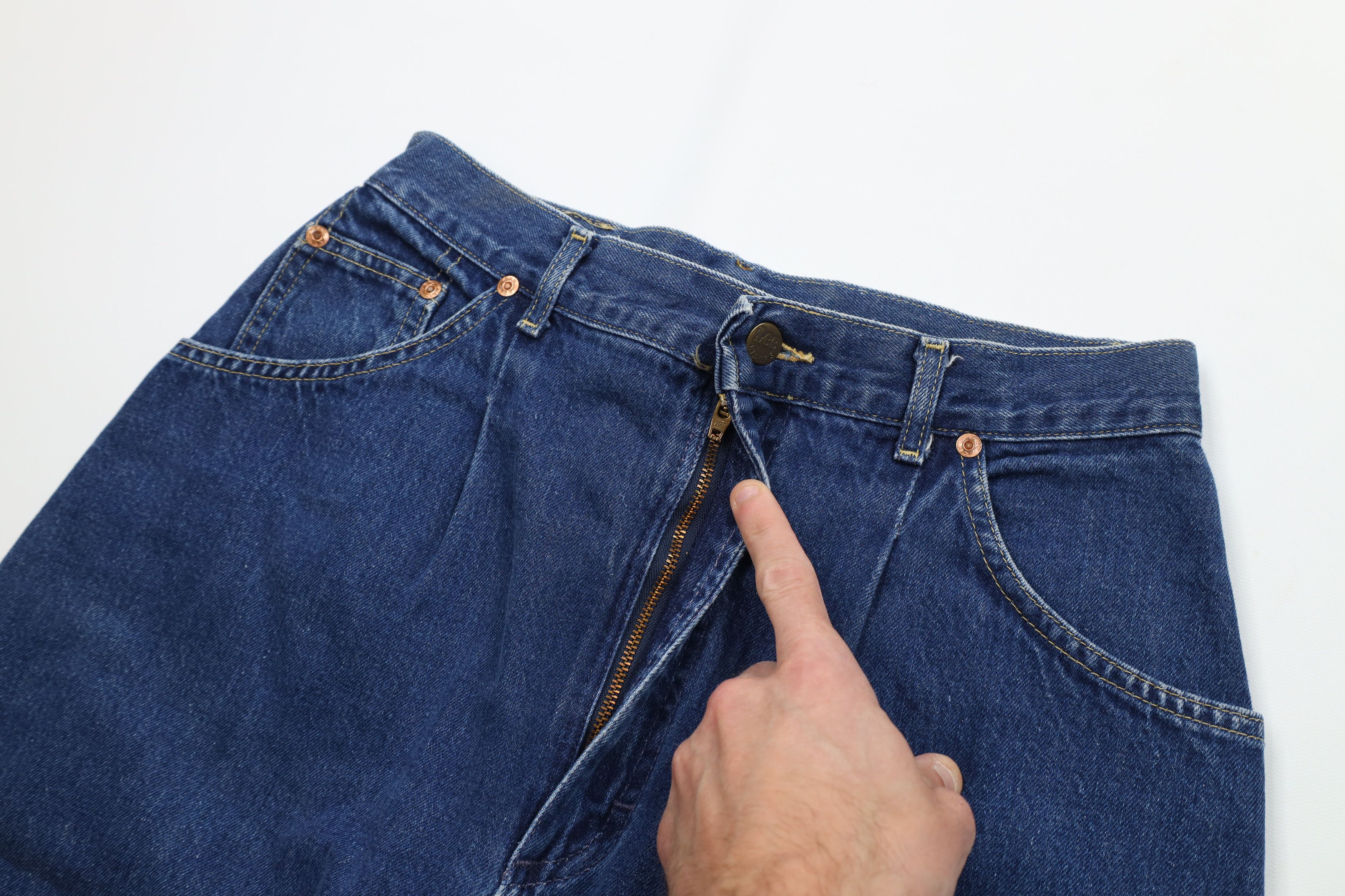 Lee Vintage 80s 90s Lee High Waisted Tapered Leg Jeans USA Blue Size 36" / US 14 / IT 50 - 6 Thumbnail