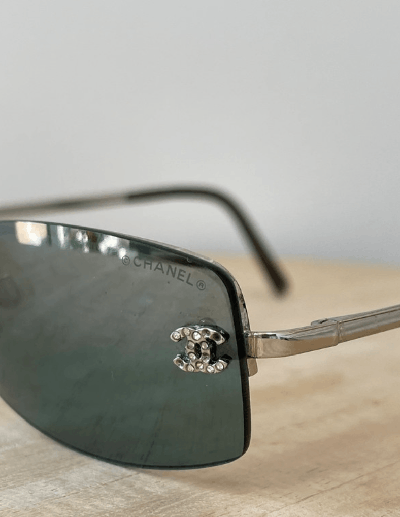 Chanel Chanel Sunglasses 4093-B CC Rhinestone Rimless 4017 Vintage Size ONE SIZE - 4 Thumbnail