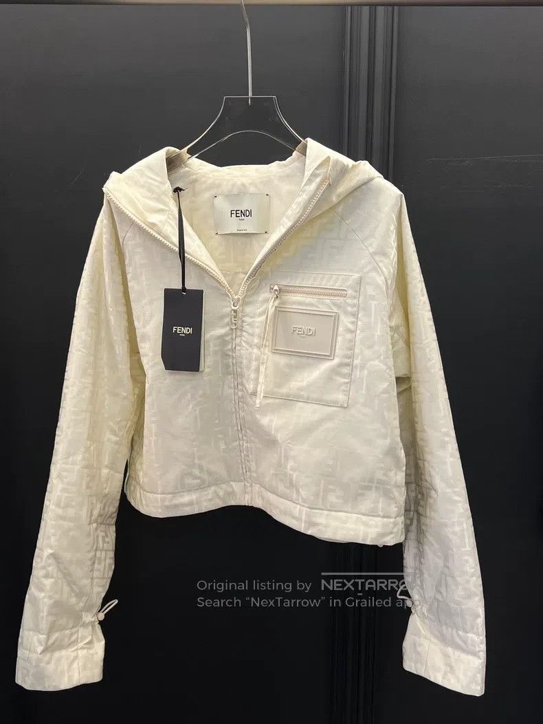 Fendi Fendi FW23 Logo Letter Full Print Hooded Zipper Jacket Wom Size S / US 4 / IT 40 - 1 Thumbnail