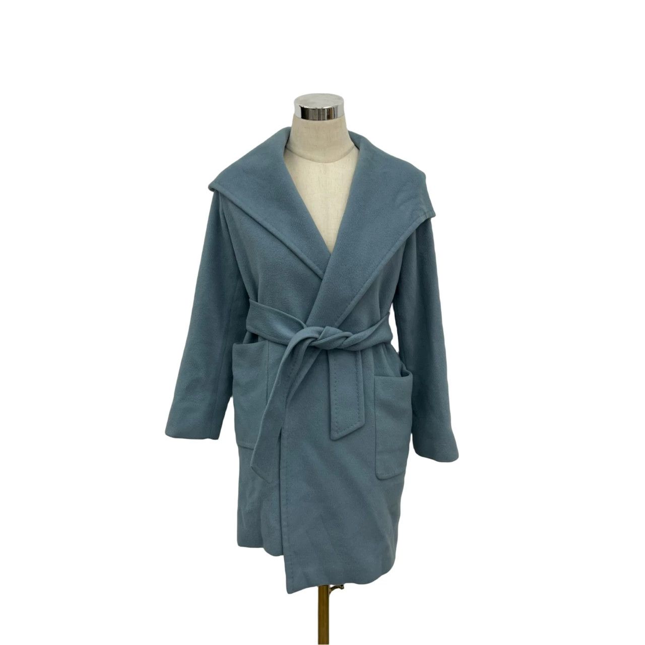 Max Mara MaxMara Blue Hooded Belted Coat Size M / US 6-8 / IT 42-44 - 1 Thumbnail