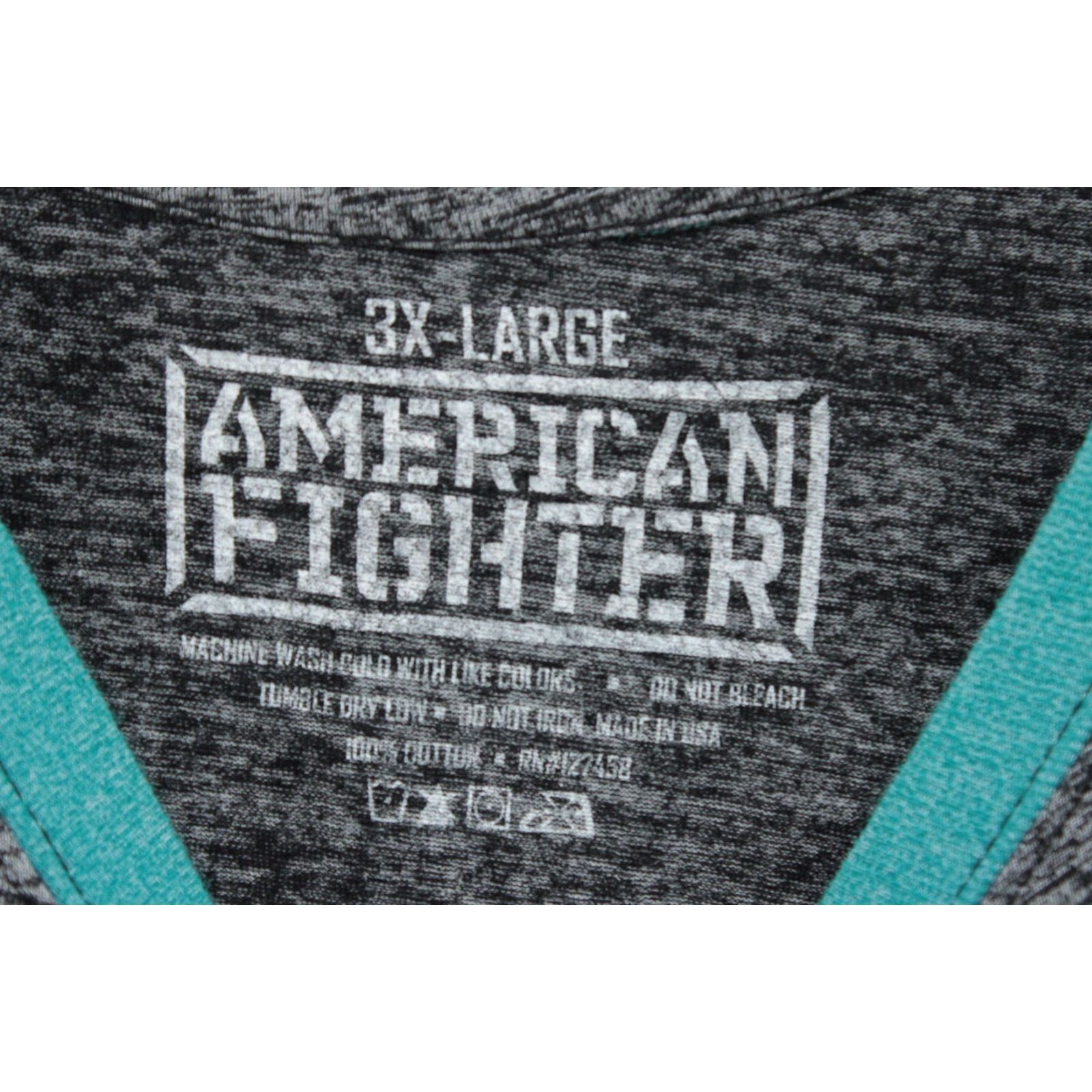 Vintage American Fighter T Shirt Mens 3XL Black Graphic Print Preppy Street Wear Modern Size US XXL / EU 58 / 5 - 6 Thumbnail