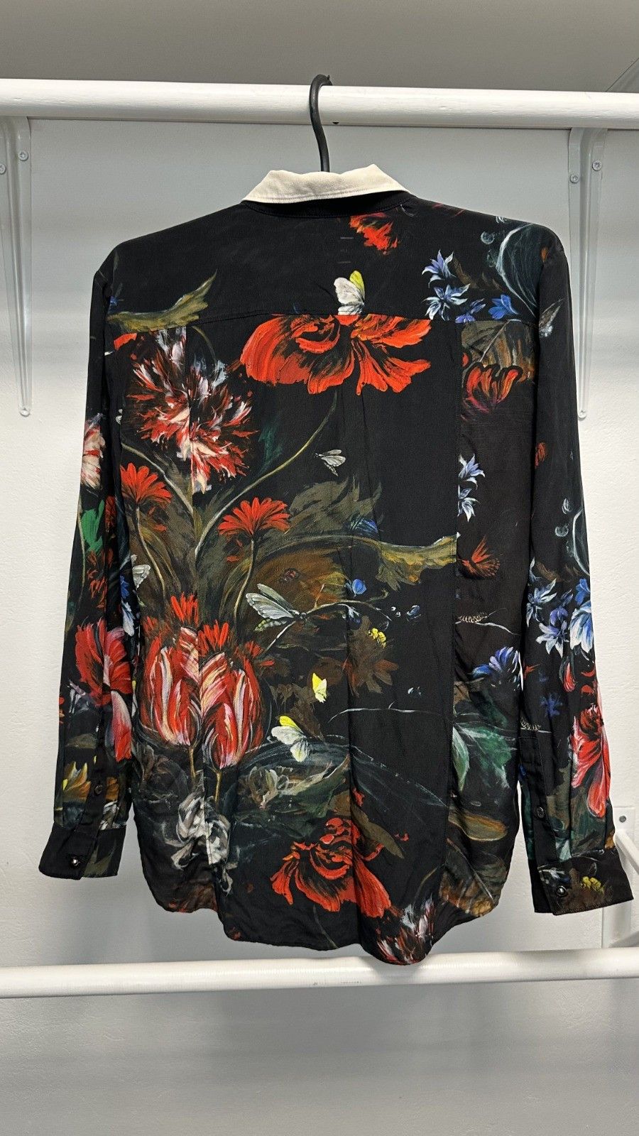 Roberto Cavalli Roberto Cavalli Painted Silk Floral Print Pleat Panel Shirt Size S / US 4 / IT 40 - 9 Thumbnail