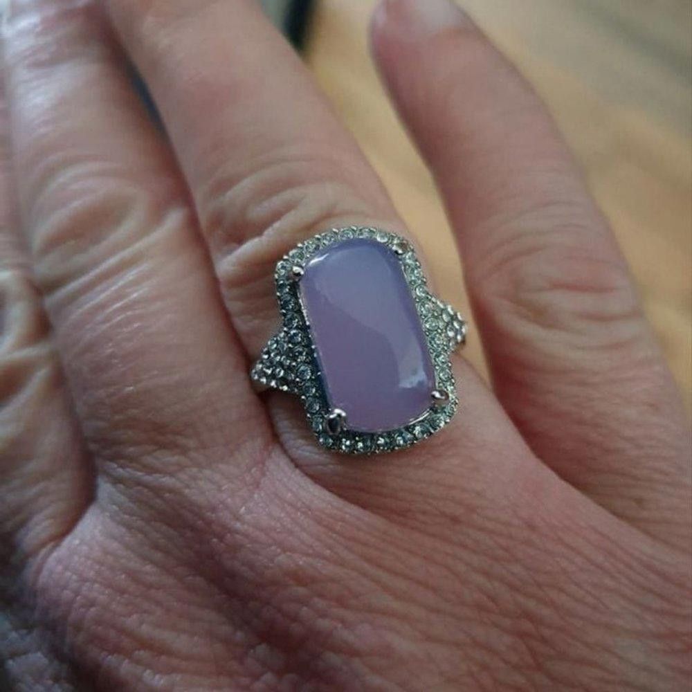 Designer Large Taro Purple Gemstone Elegant Silver Ring - Size 6 Size ONE SIZE - 3 Thumbnail