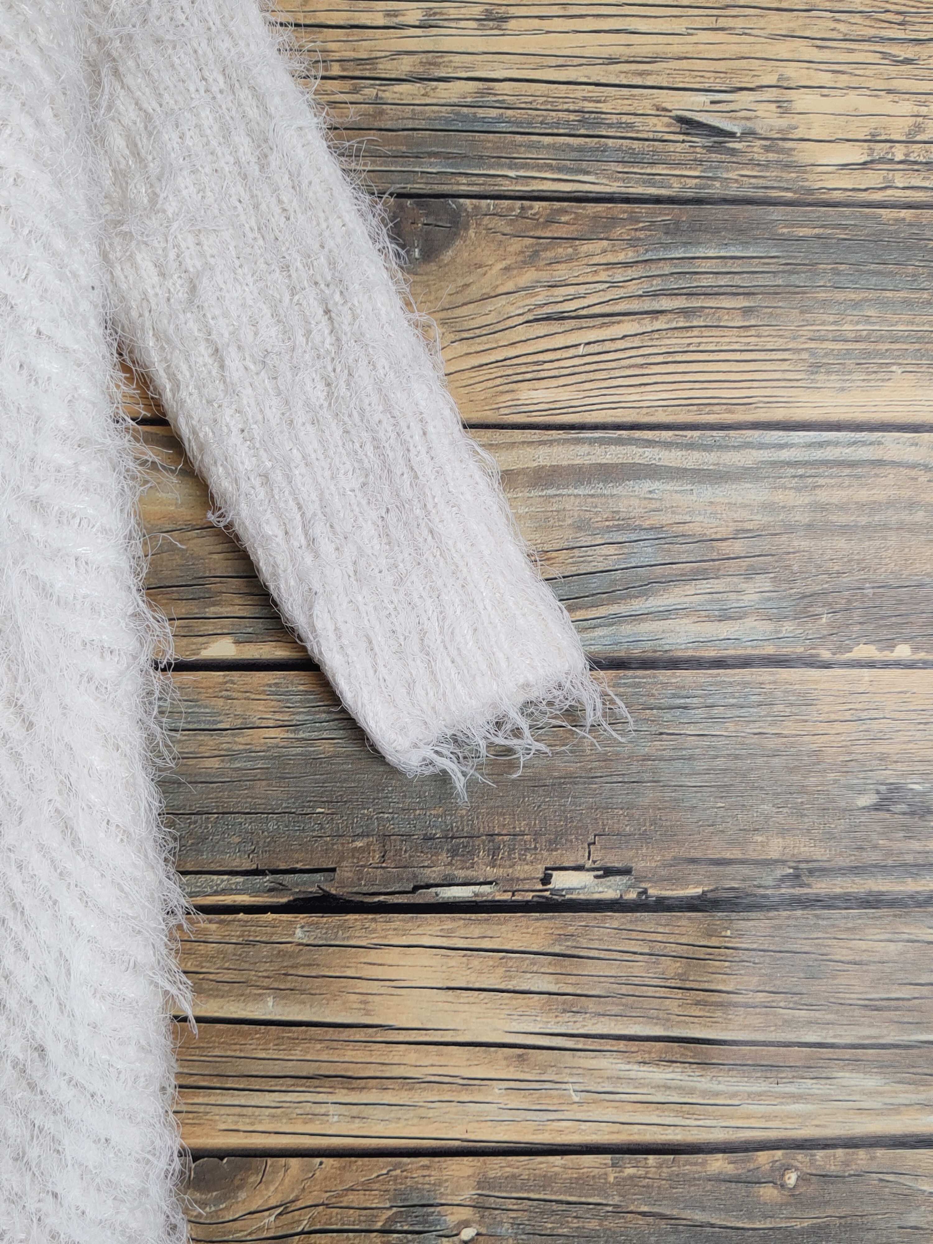 Japanese Brand Popeye Ivory Shag Shaggy Fur Mohair Knitwear #W1633 Size L / US 10 / IT 46 - 6 Thumbnail