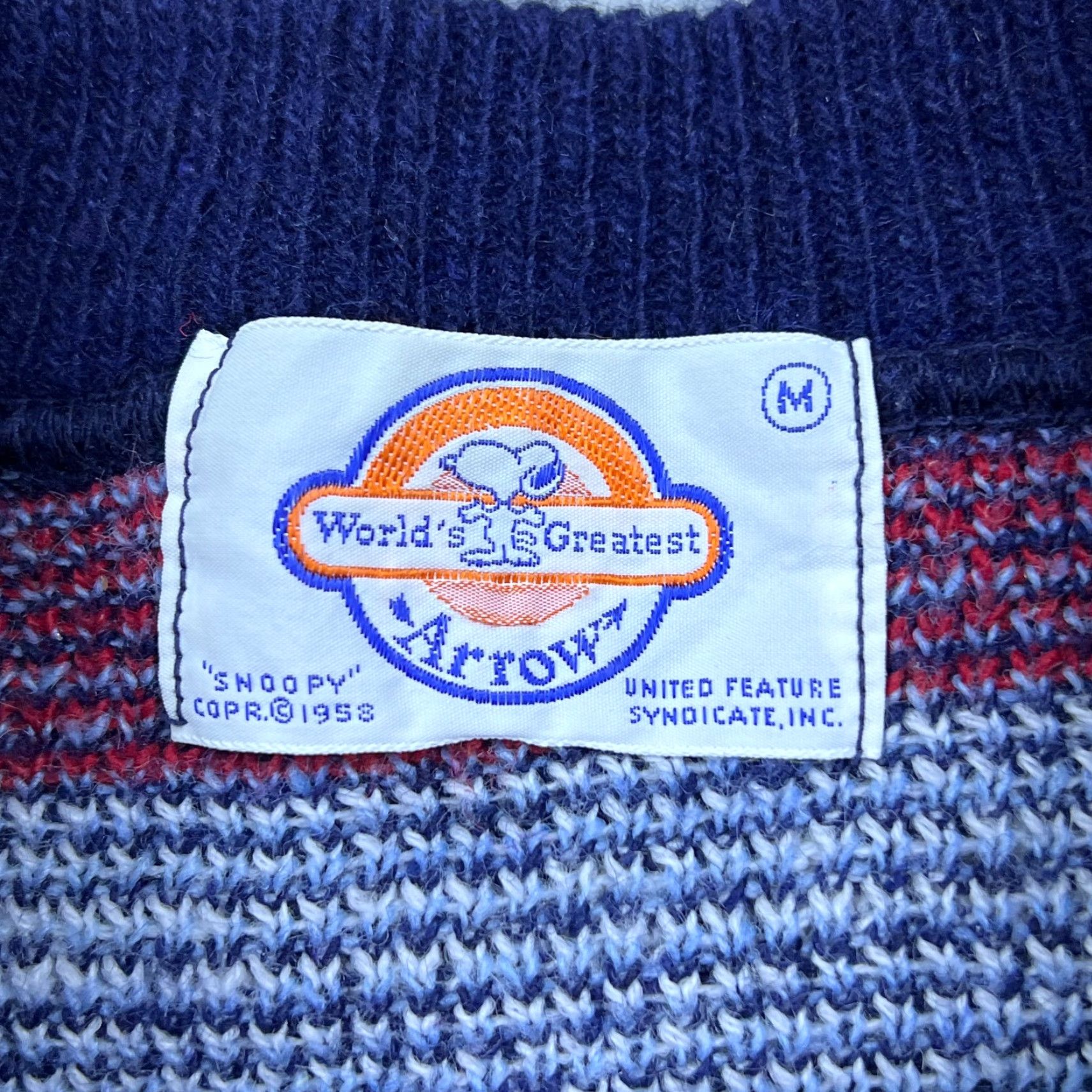 Arrow VTG 70s Arrow Worlds Greatest Snoopy & Lucy Sweater Peanuts M Blue Winter Knit Shirt Mens Size US M / EU 48-50 / 2 - 3 Thumbnail