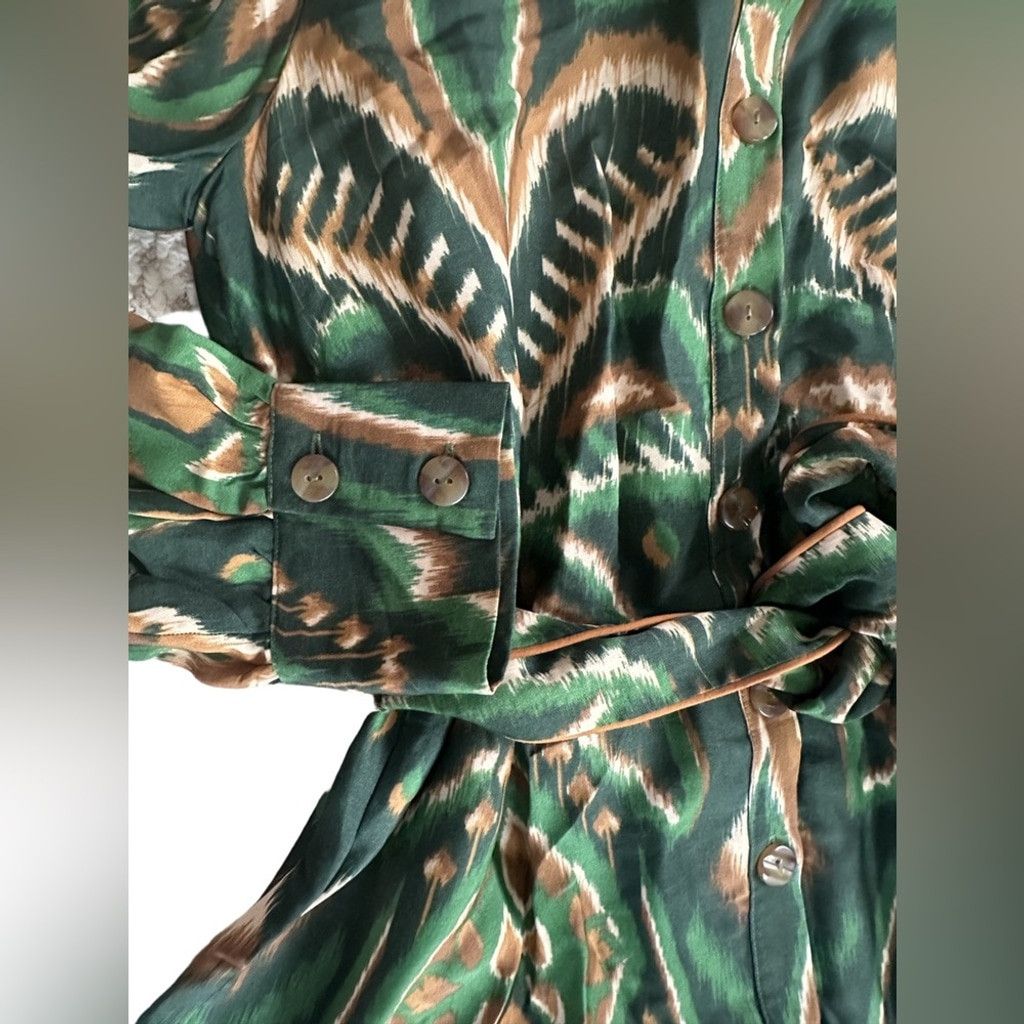 Farm Rio FARM Rio Pineapple Ikat Long Sleeve Shirtdress Dress Size M / US 6-8 / IT 42-44 - 13 Thumbnail