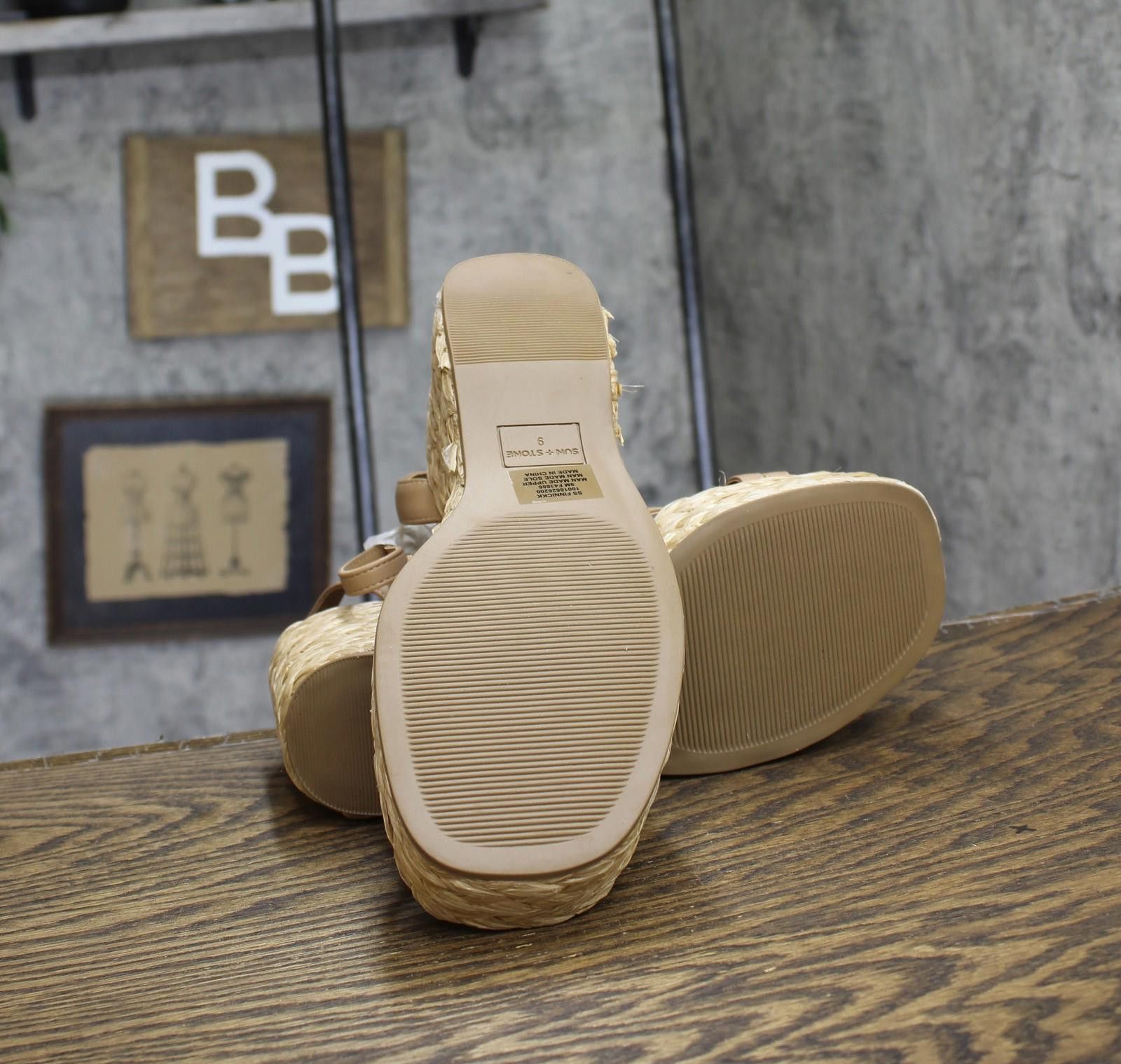 Other New Sun + Stone Faux Wedge Sandals 10018626200 Tan Brown 9m Size US 9 / IT 39 - 5 Thumbnail