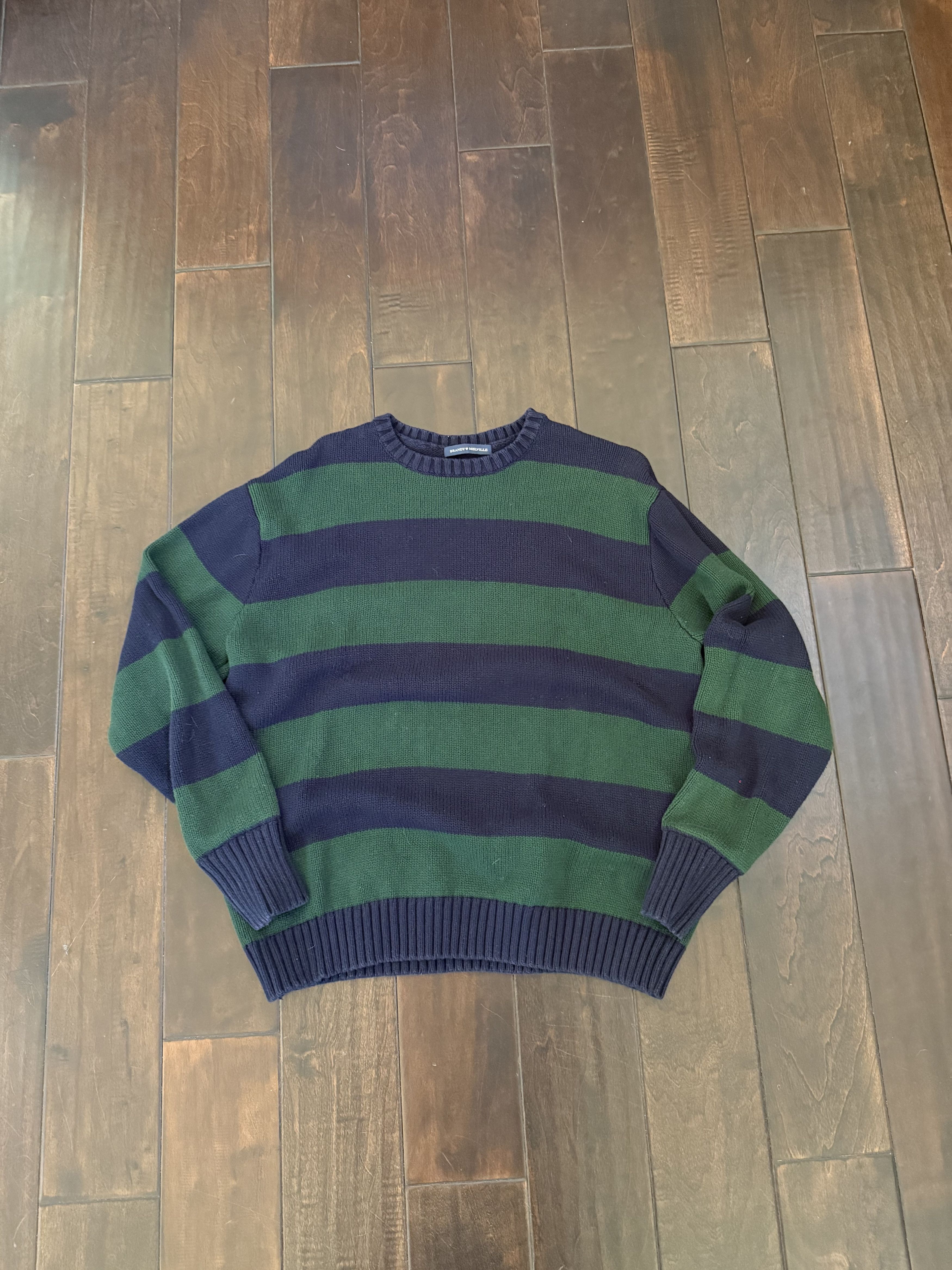 Brandy Melville Brandy Melville Blue and Green Striped Sweater Size ONE SIZE - 1 Thumbnail