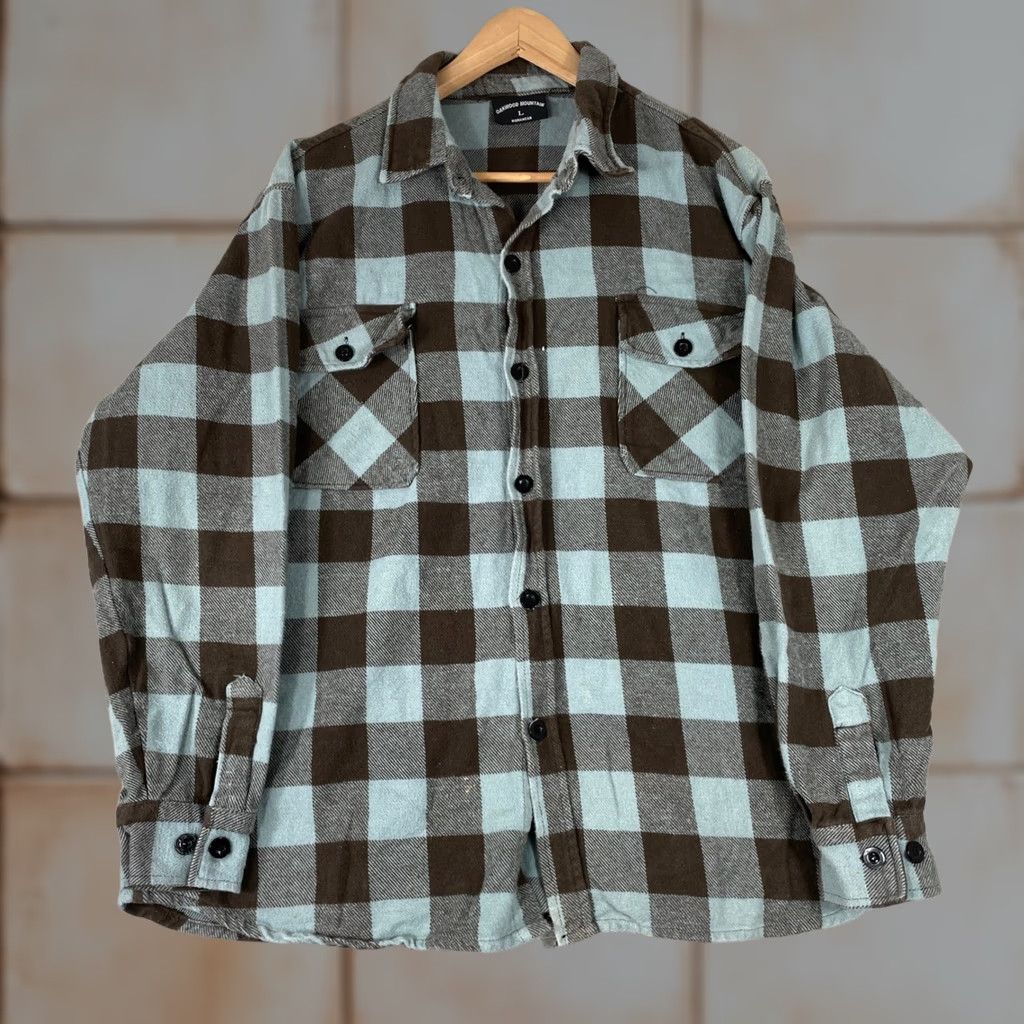 Vintage Oakwood Mountain Flannel Shirt Mens L Blue Buffalo Plaid Workwear Button-Up Collared Pocketed 90s Grunge Skater Outdoor Casual Winter Fall Spring Size US L / EU 52-54 / 3 - 1 Thumbnail