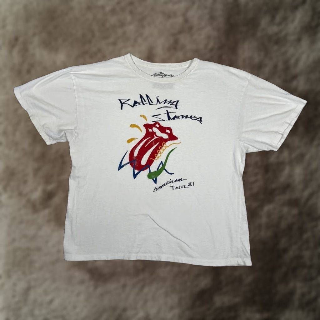 Etro VINTAGE The Rolling Stones Shirt Women’s L White American Tour 81 Graphic Print Crew Neck Short Sleeve Mens L White Rock Band Tour Shirt Size L / US 10 / IT 46 - 1 Thumbnail
