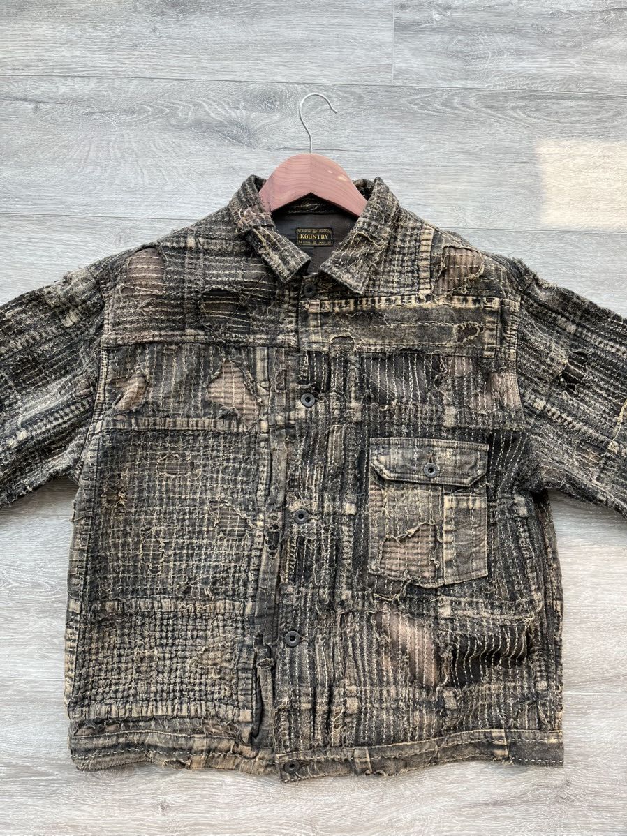Kapital Kapital Boro Distressed Patchwork Jacket - Black Tea Size US XL / EU 56 / 4 - 1 Thumbnail