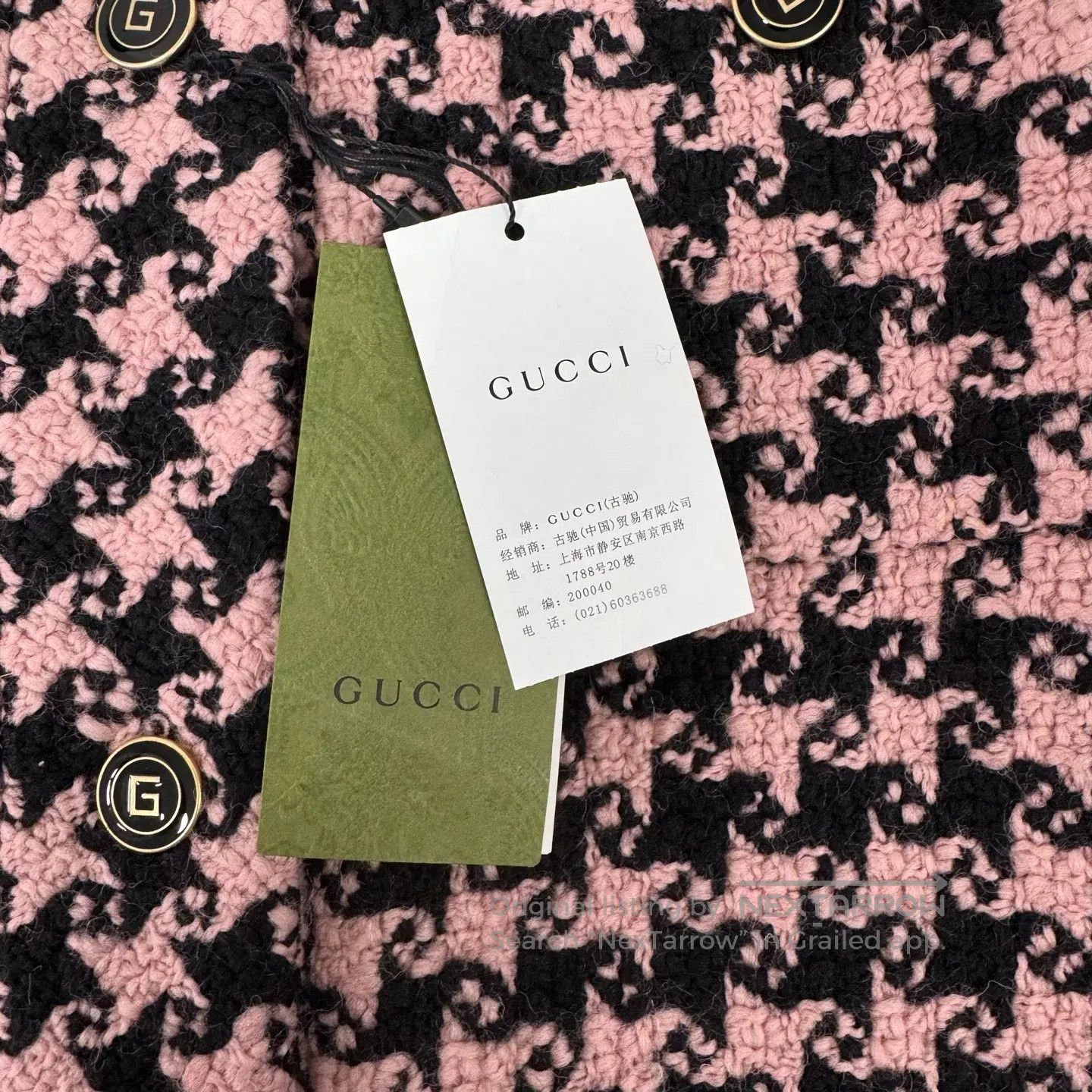 Gucci Guicci size 40 houndstooth Coarse wool medium-length coat Size L / US 10 / IT 46 - 4 Thumbnail