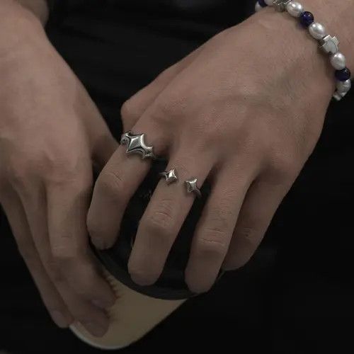 Other 962Stylish Star-Shaped Silver Rings Set Size ONE SIZE - 8 Thumbnail