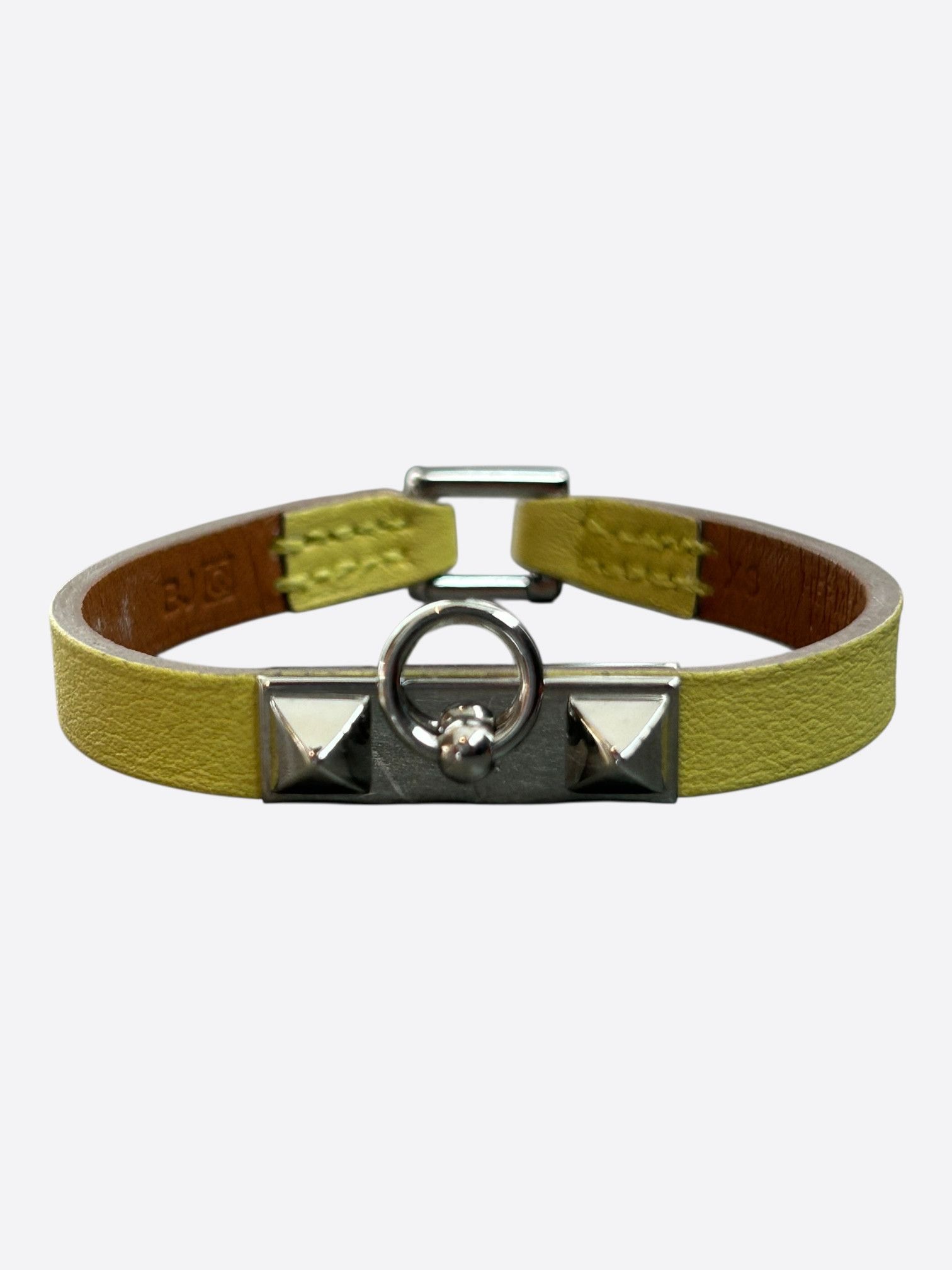 Hermes Yellow Swift & Palladium Hardware Mini Rivale Bracelet Size ONE SIZE - 1 Thumbnail