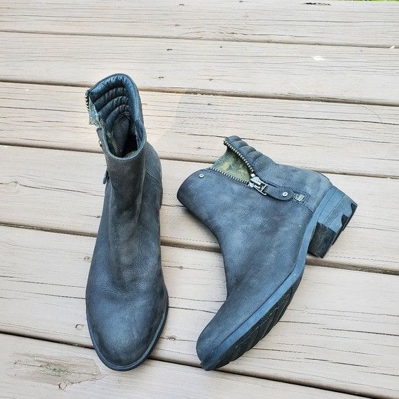 Sorel Sorel Danica Waterproof Punk Black Oiled Leather Ankle Boot Grailed