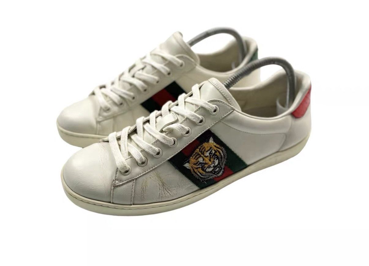 Gucci Gucci Ace Tiger Head White Sneakers J31 Size US 8 / EU 41 - 1 Thumbnail