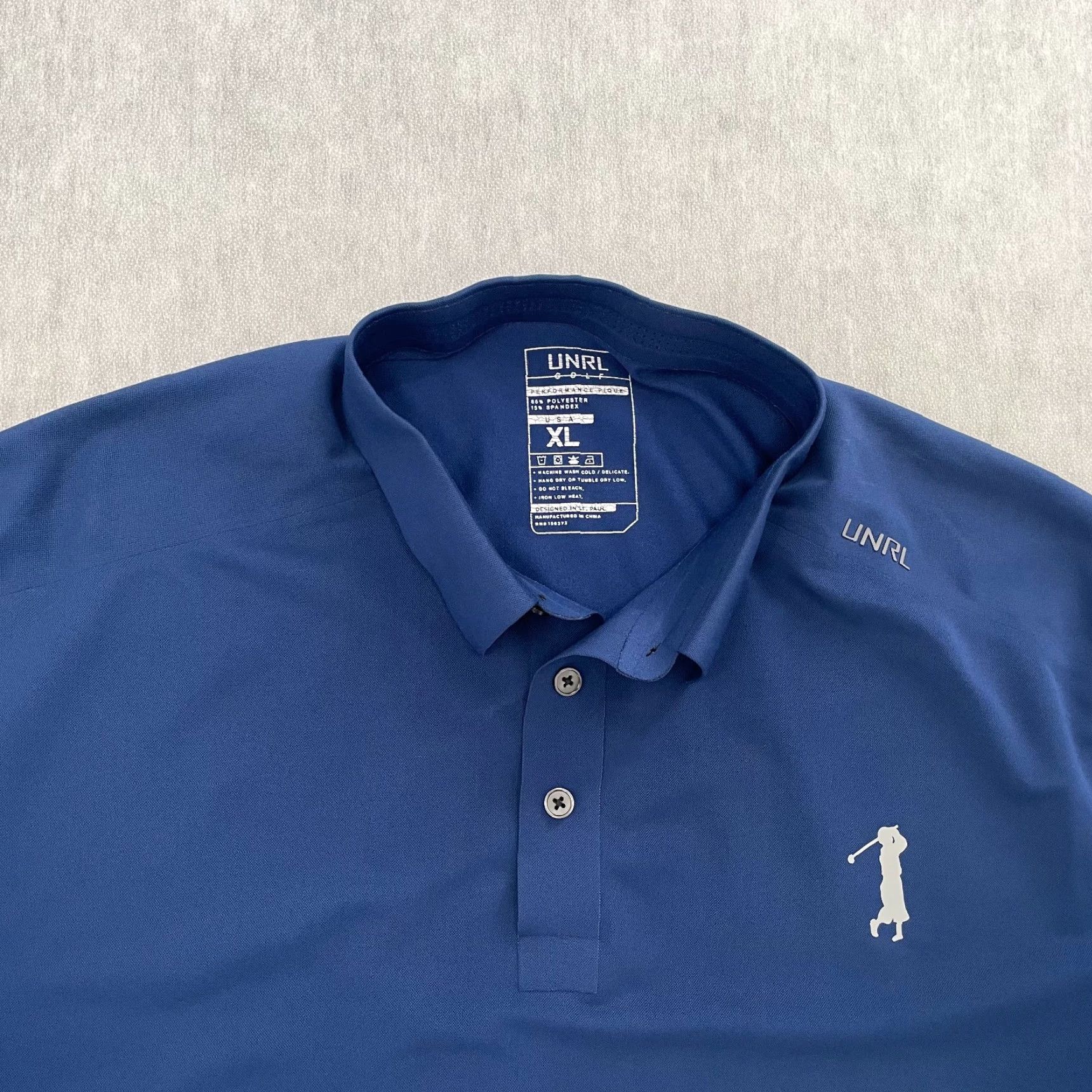 Vintage UNRL Polo Shirt Adult XL Blue Performance Pique Golf Shirt Mens XL Moisture Wicking Athletic Polo Golf Apparel Size US XL / EU 56 / 4 - 3 Thumbnail